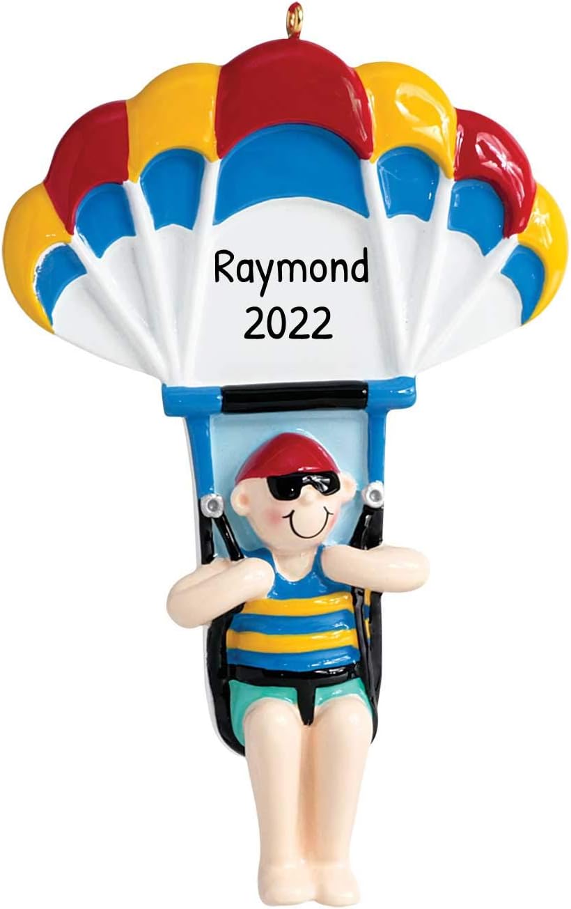 Adorno de Navidad personalizado de parasailing, adorno de paracaidismo, adorno de vacaciones de Navidad 2022, adorno de parasailing, diversión de