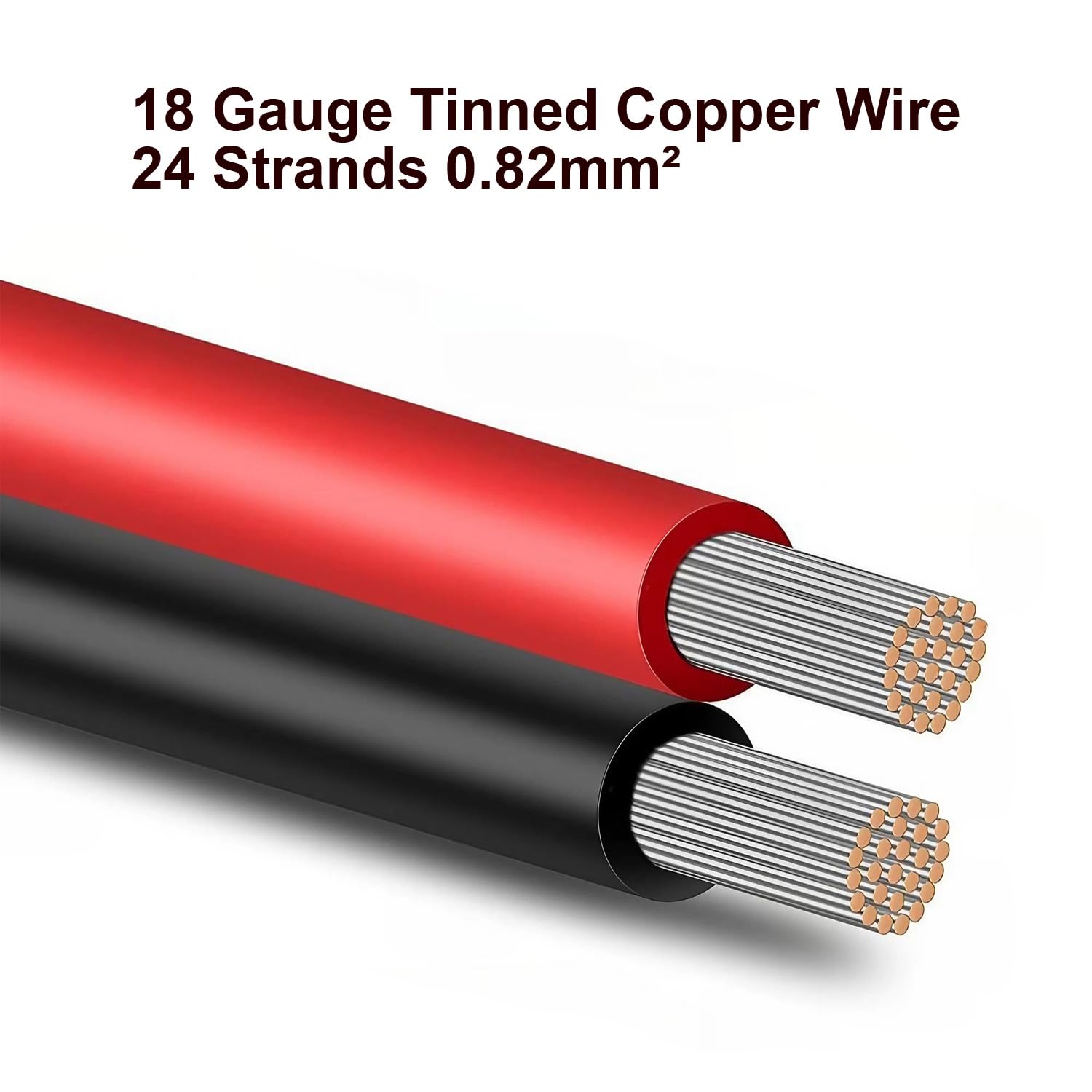 LINKSQ Cable eléctrico de 2 conductores calibre 18 2468 VW-1 FT1 (100 pies) con certificación UL, cable de cobre estañado trenzado sin oxígeno de 2
