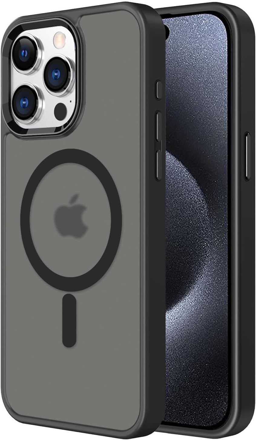 AIGOMARA Funda magnética para iPhone 15 Pro Max de 6.7 pulgadas compatible con MagSafe TPU suave + policarbonato duro a prueba de golpes, funda