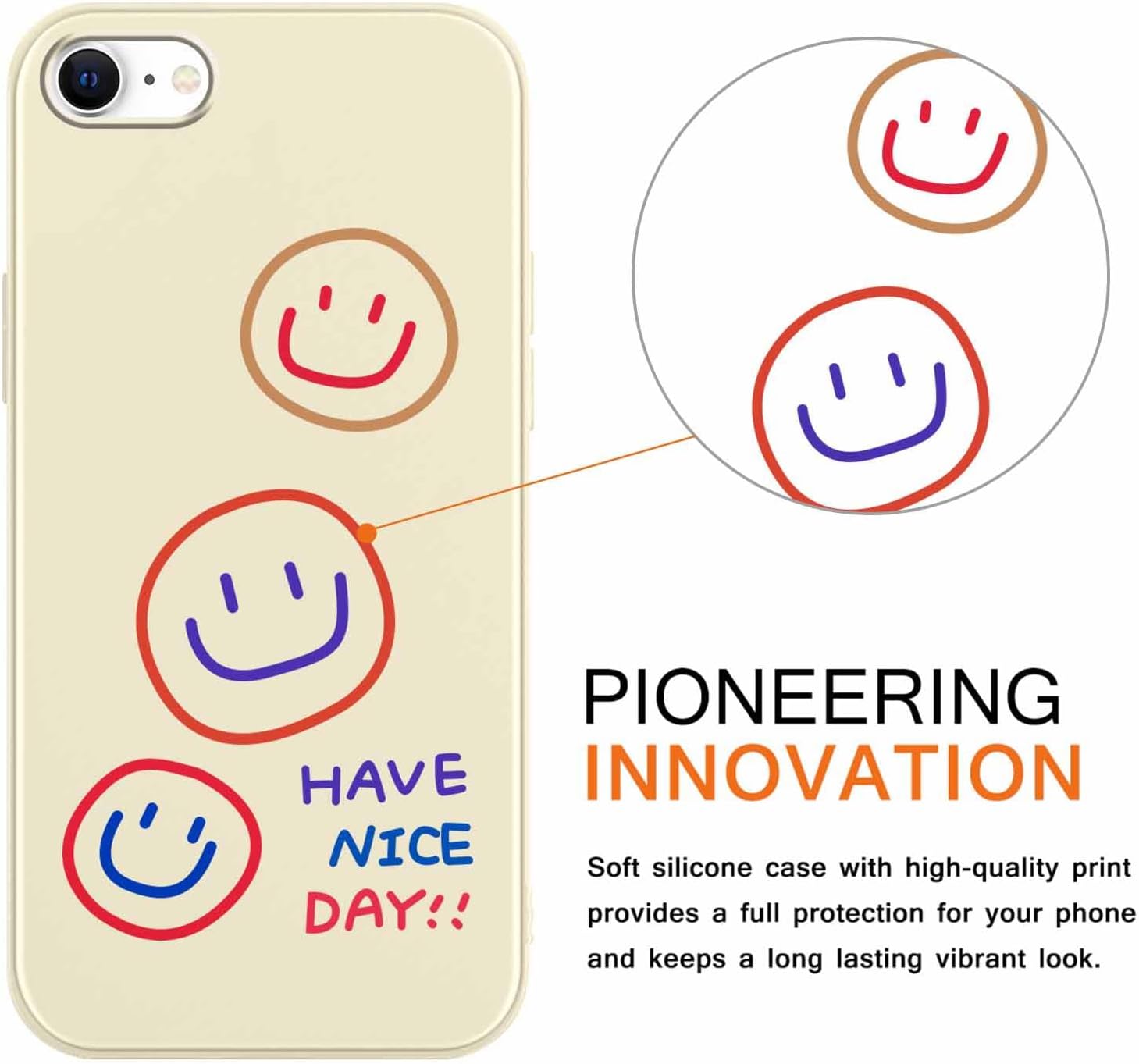 RUMDEY Paquete de 2 fundas de teléfono para Apple iPhone 78SE 2020  SE 2022 de 4.7 pulgadas, silicona suave y delgada a prueba de golpes TPU con