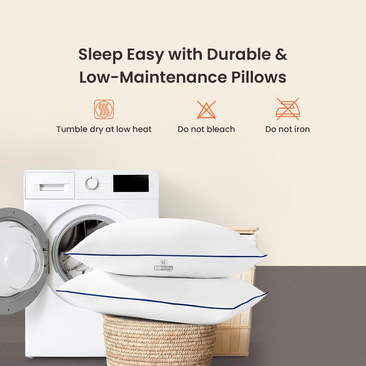 SGI Bedding Juego de 4 almohadas refrescantes tamaño Queen, almohada de cama de calidad de hotel para dormir de lado, estómago y espalda, relleno