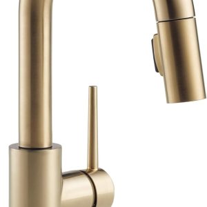 Delta Faucet Trinsic – Grifo de barra dorada con rociador extraíble, grifo de fregadero de barra de un solo agujero, grifos de barra húmeda con Delta Faucet Trinsic – Grifo de barra dorada con rociador extraíble, grifo de fregadero de barra de un solo agujero, grifos de barra húmeda con