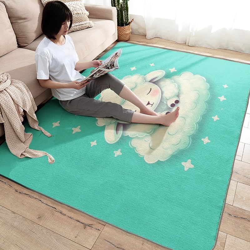 Alfombras lavables para sala de estar, dormitorio, alfombra de oveja y decoración del hogar, alfombra de área de animales bonitos de 5 x 8 pies,