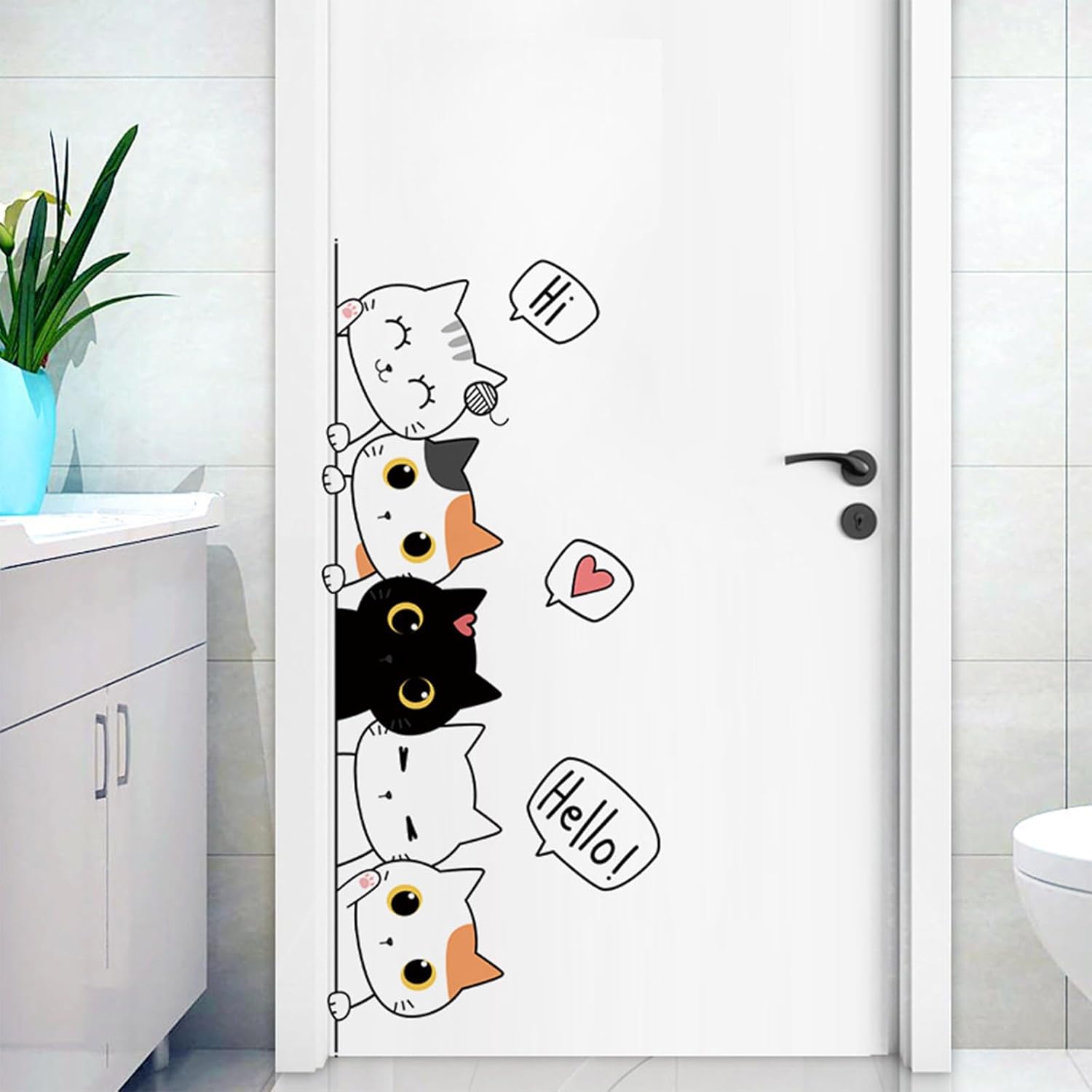 Pegatinas de pared de gatito lindo gato pasta de pared removible pegatinas de PVC colorido gatito pared calcomanía decoración interior mural arte