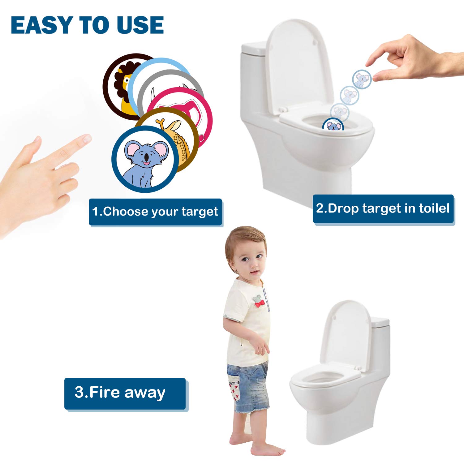 REFLYAWAY 96 objetivos de inodoro para entrenamiento de ir al baño de niños, para entrenamiento de ir al baño, objetivos desechables para