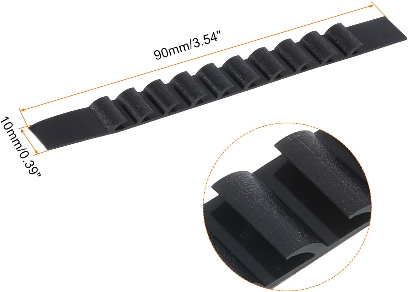uxcell 50 tiras adhesivas de silicona antideslizantes para colgar ropa para perchas de madera y plástico, color negro (3.54 x 0.39 pulgadas)
