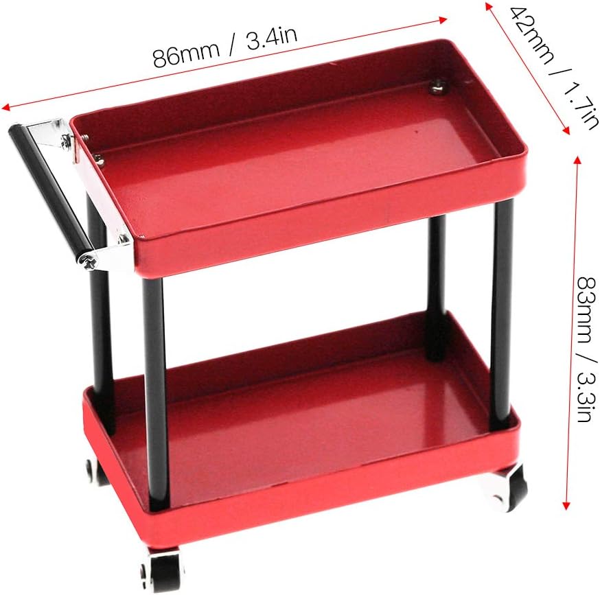 Carrito de almacenamiento de 2 niveles, carrito con ruedas, estante de almacenamiento para herramientas de reparación, fácil de usar y desmontar,