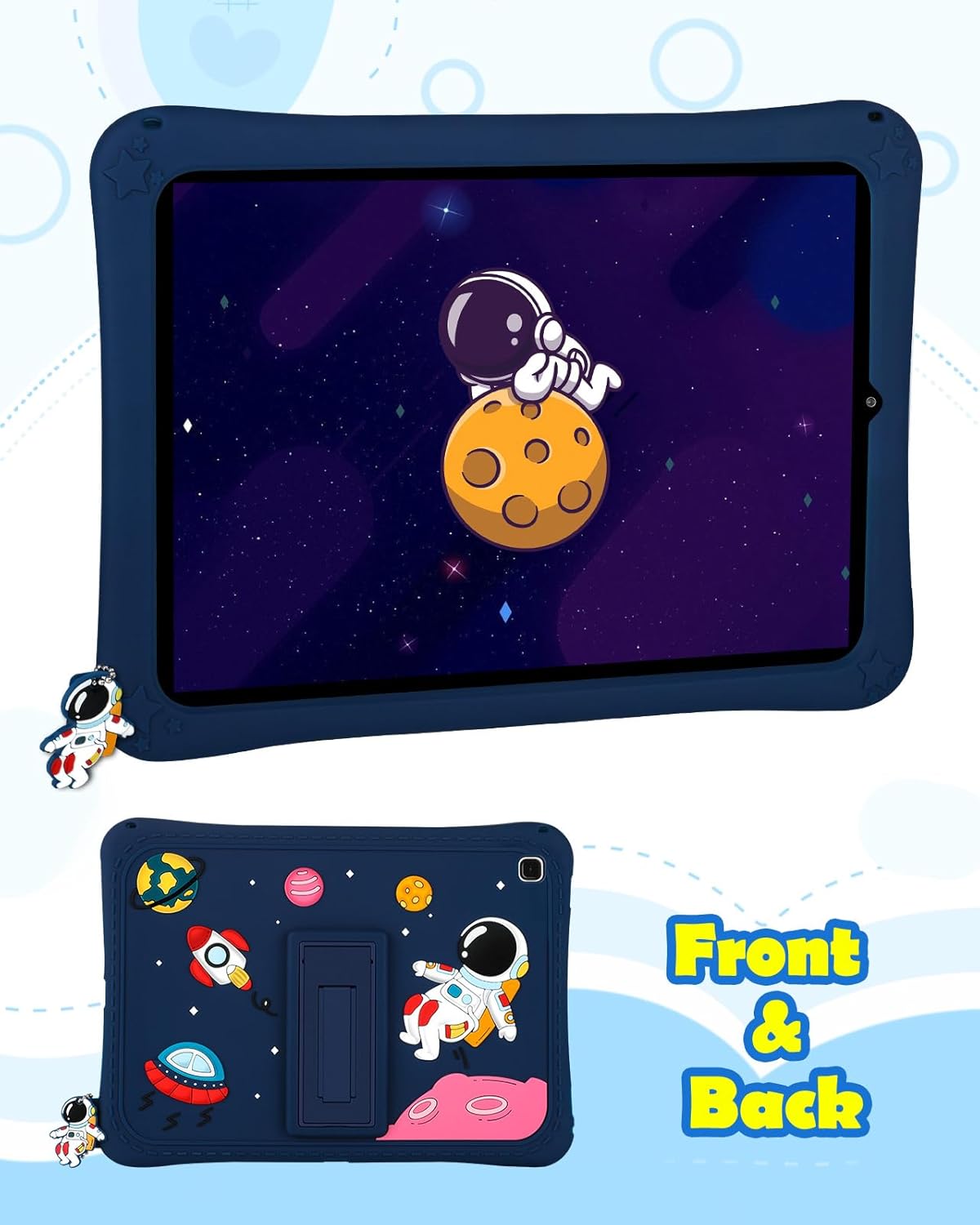 Gurgitat Funda para Galaxy Tab S6 Lite para niños, Tab S6 Lite 2021 con soporte, diseño de dibujos animados espaciales para hombres espaciales, con