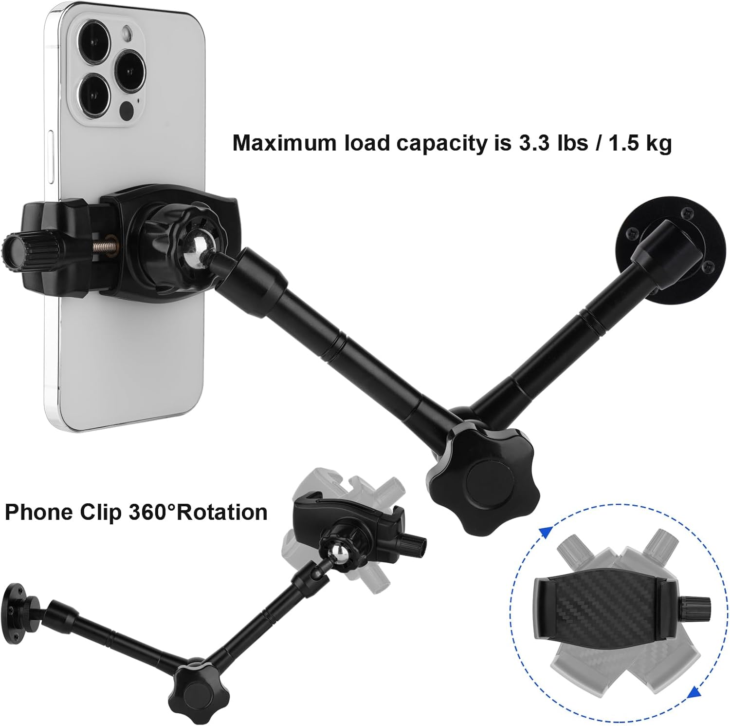 Mippko Soporte de teléfono para camión de 10 pulgadas de longitud para iPhoneHTCLGNexusHuaweiSmartphones, apto para camiones, automóviles,