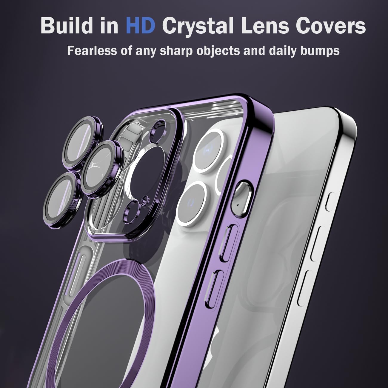 KSWOUS Funda magnética transparente para iPhone 15 Pro Max compatible con MagSafe protección completa de la lente de la cámara chapado de lujo para
