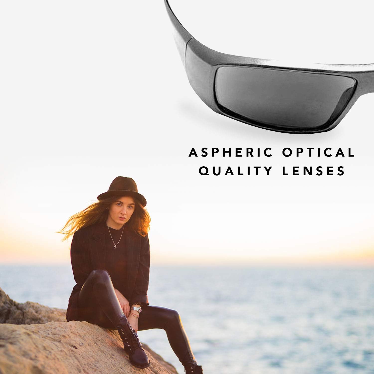 Gafas de sol de lectura clásicas envolventes para hombre y mujer, Plateado oscuro