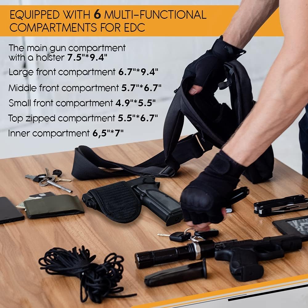TECEUM Bolso bandolera táctico compacto  CCW para todos los días  Más de 10 estilos  Bolso cruzado de hombro para transporte oculto de pistola
