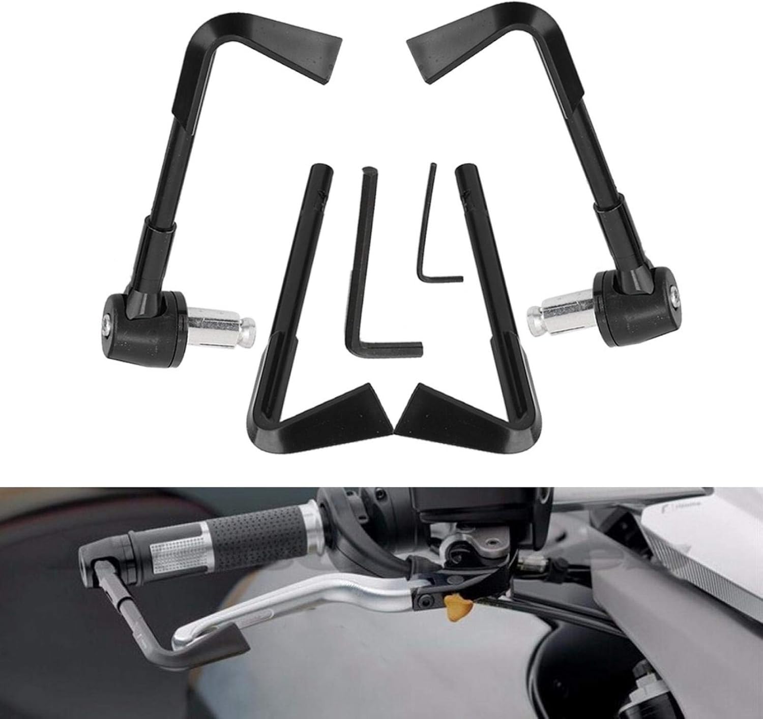 EVGATSAUTO Protectores de palanca de motocicleta, protector de palanca de freno frontal CNC, mango de motocicleta, protector de motocicleta (negro)