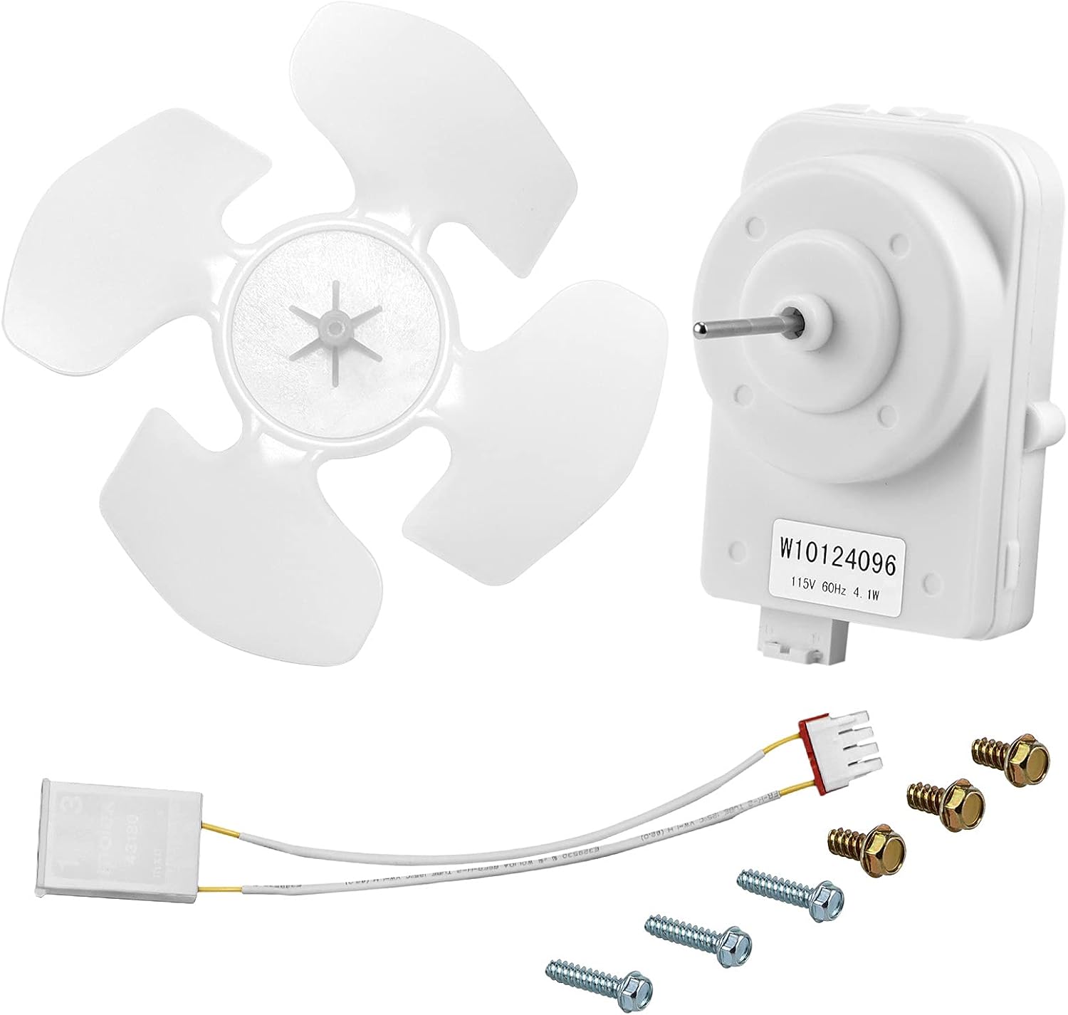 W10124096 Kit de motor de ventilador de condensador compatible con refrigeradores Whirl-Pool Kitche-Naid reemplaza piezas 2188538 2188727 W10130108