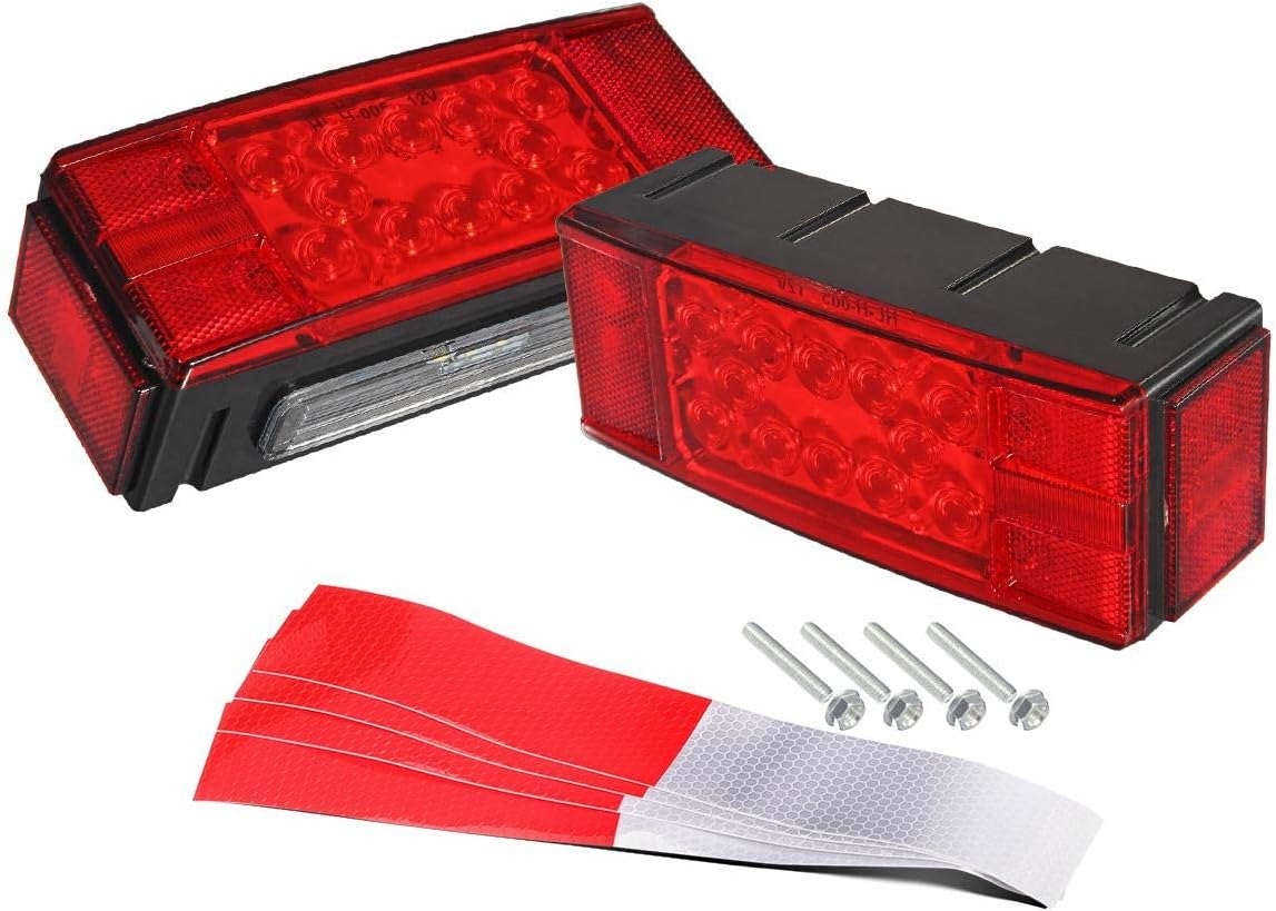 Partsam Luces LED sumergibles de bajo perfil rectangular de 12 V, cable de remolque de 7 vías con caja de conexiones de 7 bandas, para cámper,