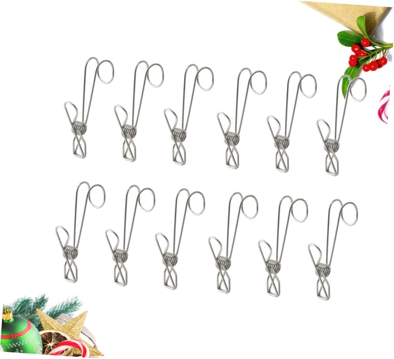 Cabilock 12 piezas de alta resistencia para ropa Pin de lavandería Ganchos de clip de acero para ropa Estante de toalla colgante Clip de alambre