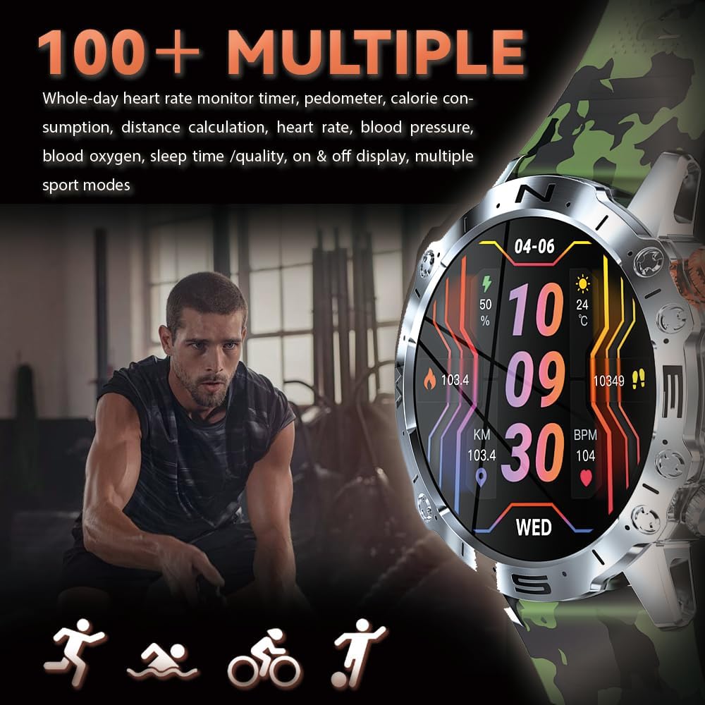 Smart Watch for Men Women, 1.43″ AMOLED HD-Display (AnswerMake Call)Fitness Tracker with Heart Rate Blood Oxygen Monitor, 40Days Long Battery for