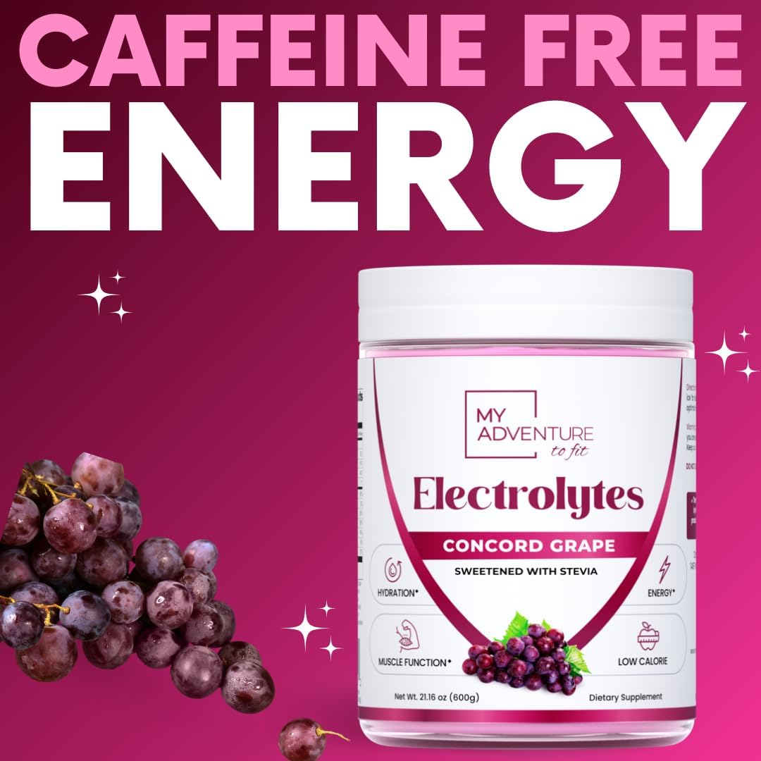 Zero Sugar – Polvo de electrolitos de uva Concord – Mezcla de hidratación refrescante – Energía sin cafeína con todos los ingredientes naturales –