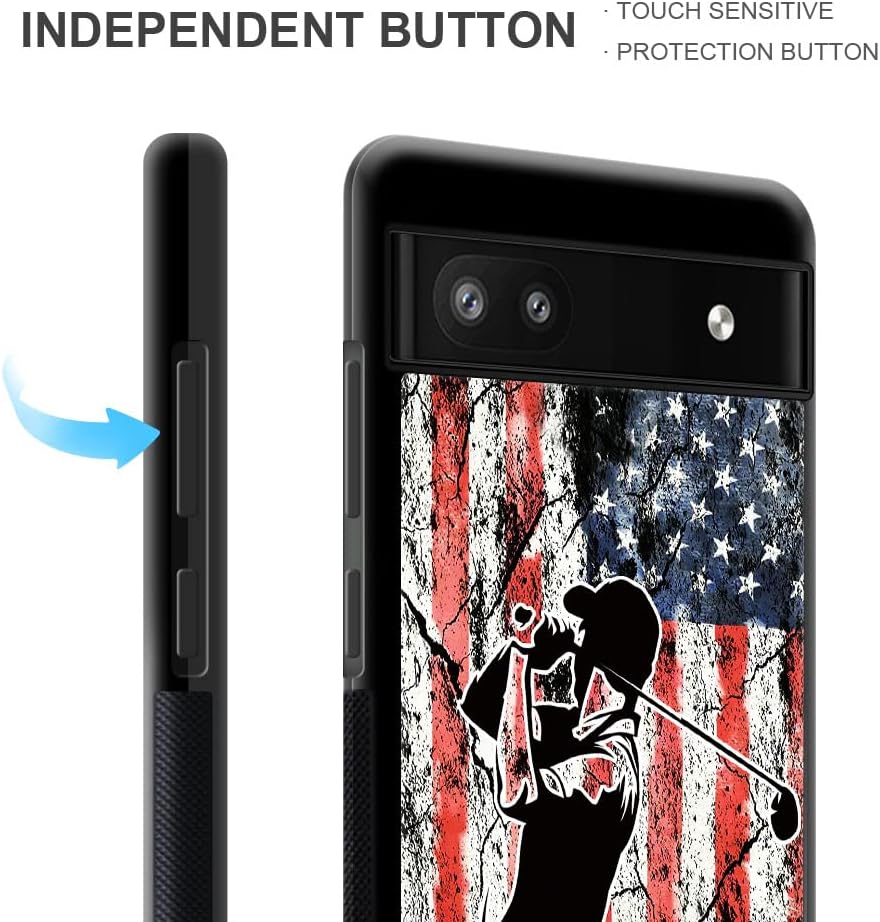 DJSOK Funda compatible con Google Pixel 6A, bandera de golf para hombres, niños y niñas, de doble capa, a prueba de golpes, resistente, funda para