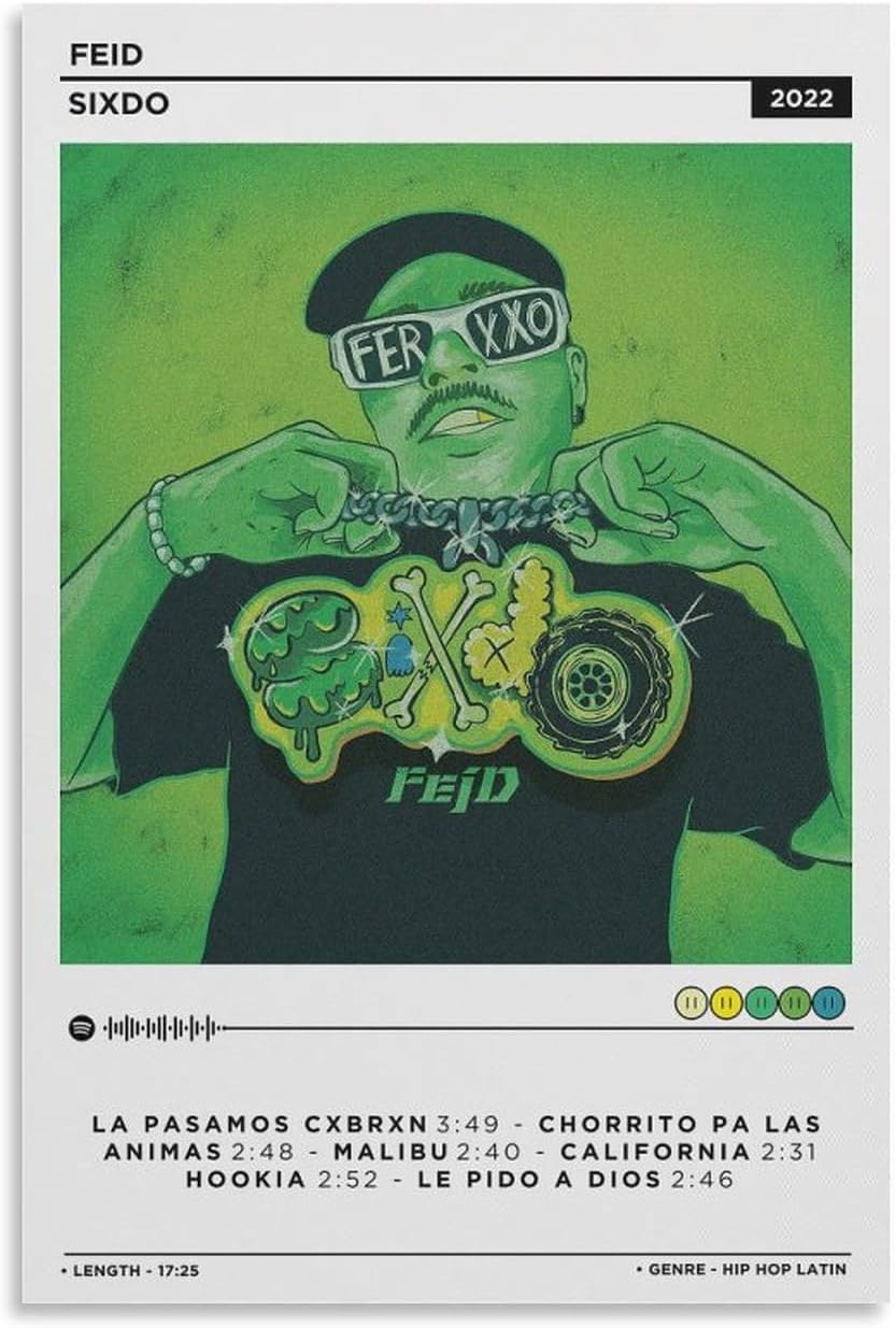 DAXXIN Feid -Sixdo – Póster de lienzo decorativo para pared, sala de estar, dormitorio, decoración, regalo, sin marco, estilo 20 x 30 pulgadas (19.7
