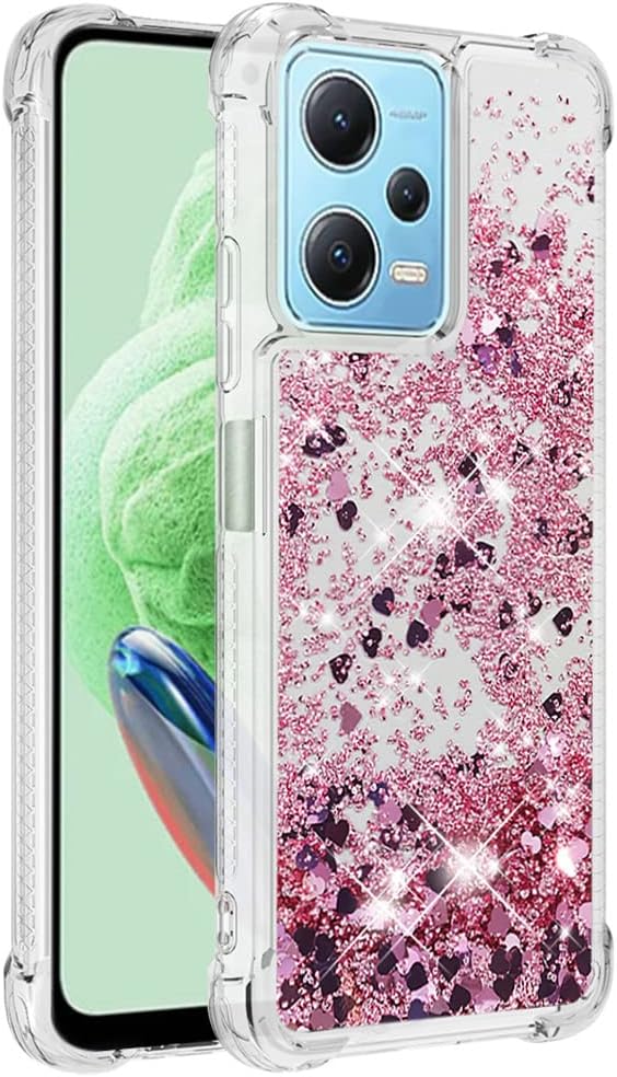 LSWT – Funda delgada para Redmi Note 12 4G, con efecto de arena movediza líquida con purpurina y lente de cámara y protección de pantalla para Redmi
