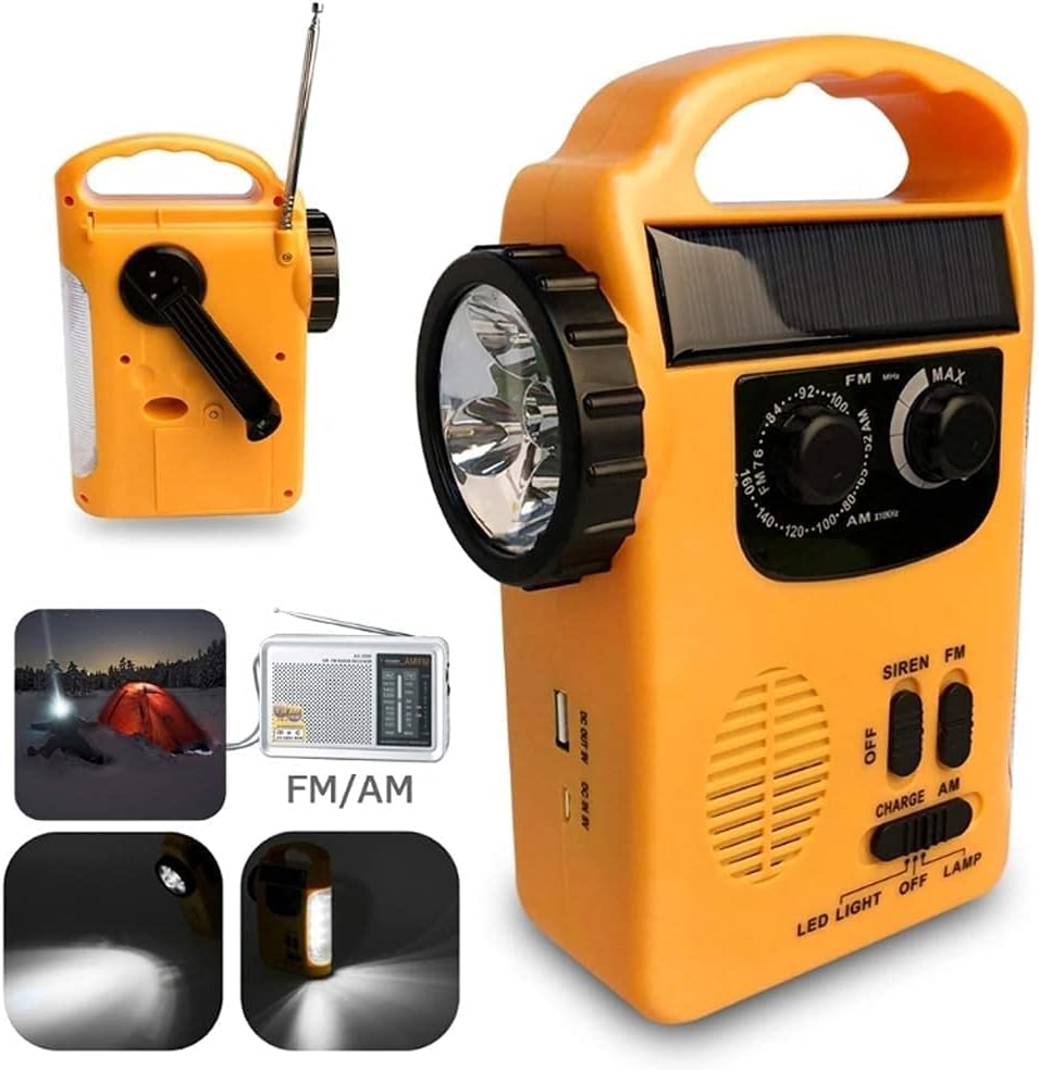 AMFM Radios Solar Crank NOAA Weather Radio for Emergency with AMFM Radio Flashlight Reading Lamp