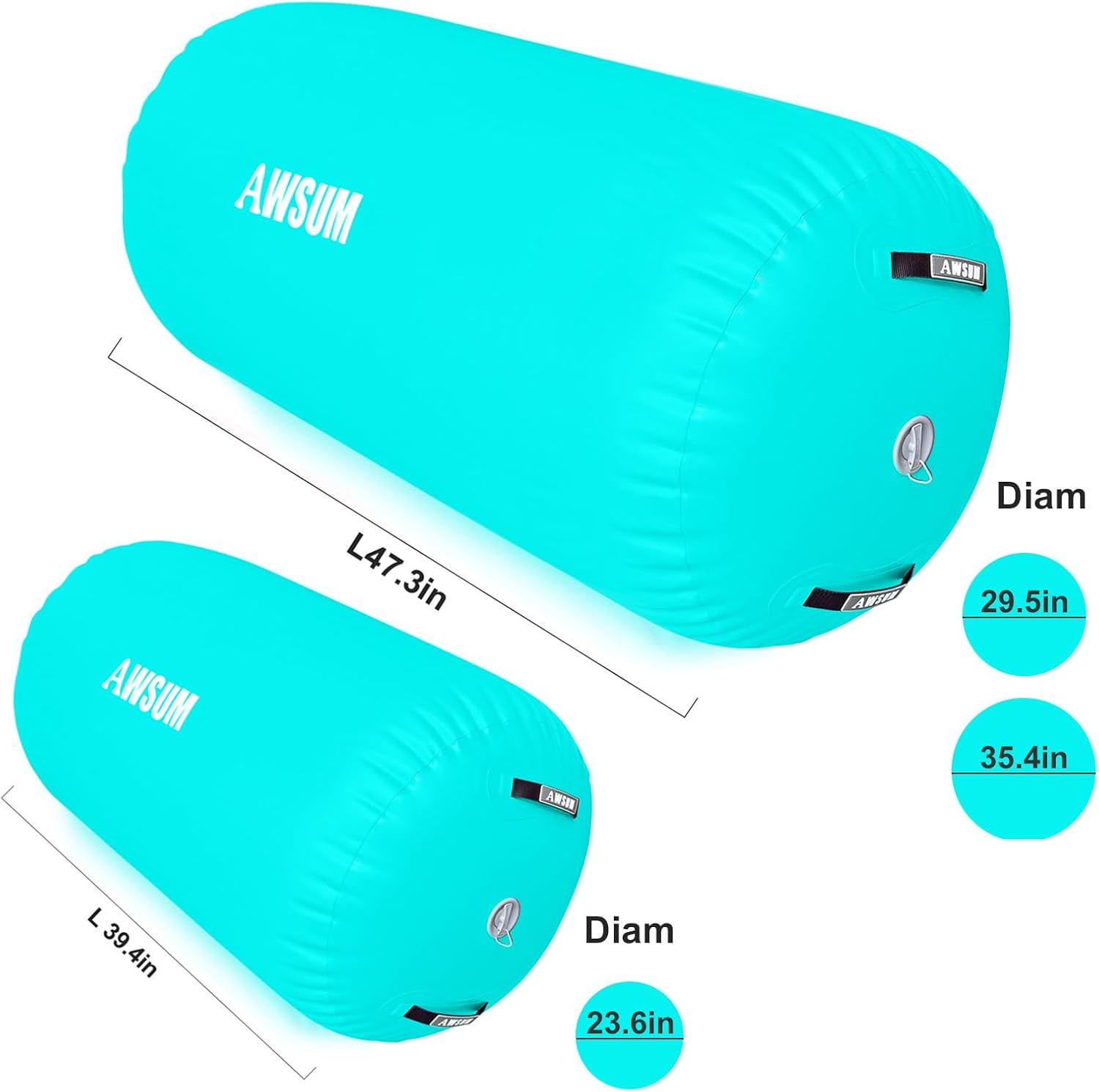 Rodillo de aire para gimnasia, barril de voltereta para espalda, entrenador de flexión para gimnasia, equipo de trampolín inflable con bomba