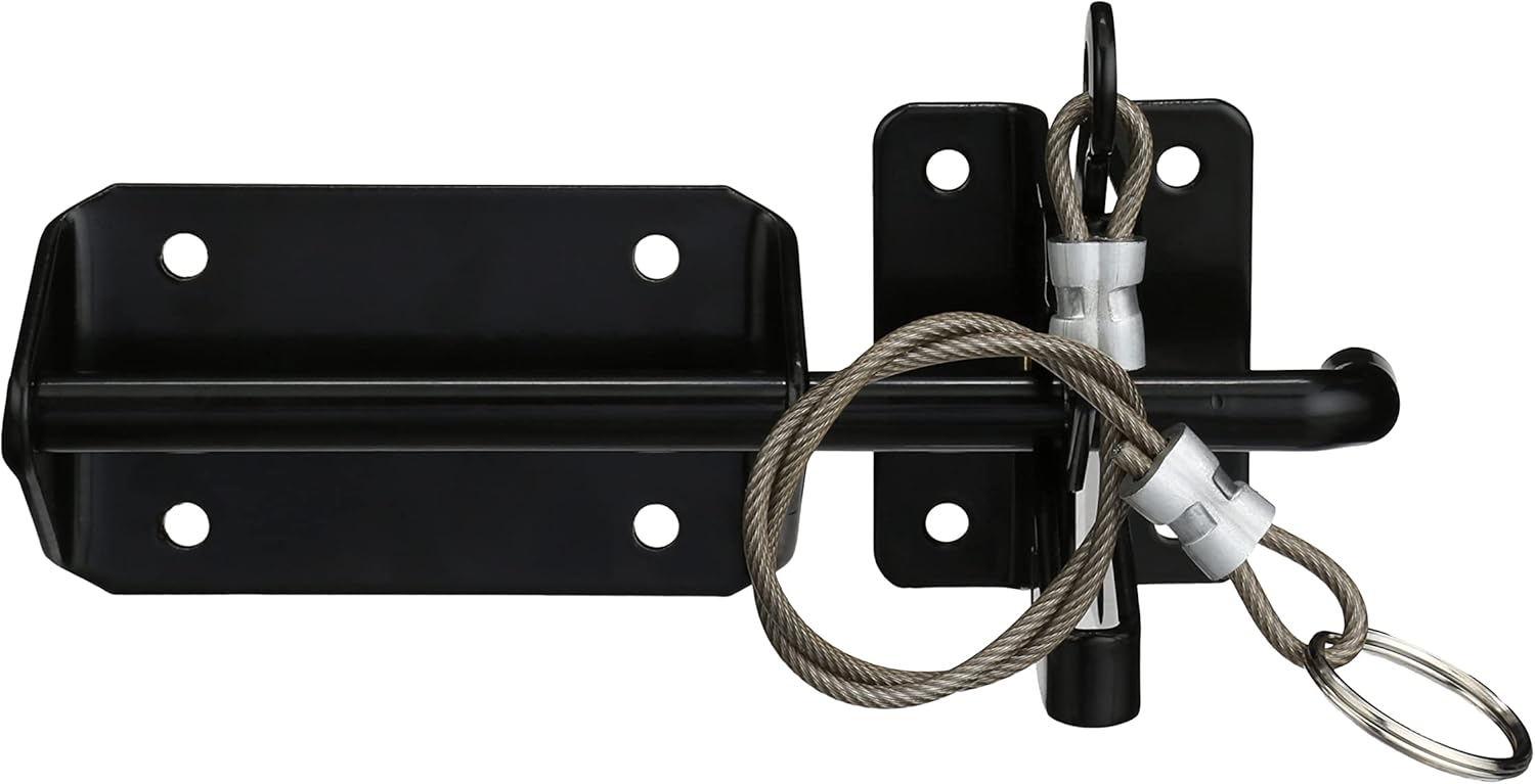 ADVANTAGE INDUSTRIES Pestillo de puerta automático resistente con cable para valla de madera, reversible  puertas batientes izquierda  derecha,