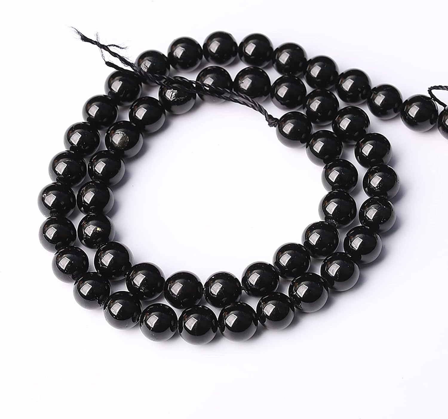 38 cuentas de piedras preciosas de turmalina negra natural AAAA de 0.394 pulgadas (0.394 in), cuentas redondas sueltas para hacer joyas, pulseras y