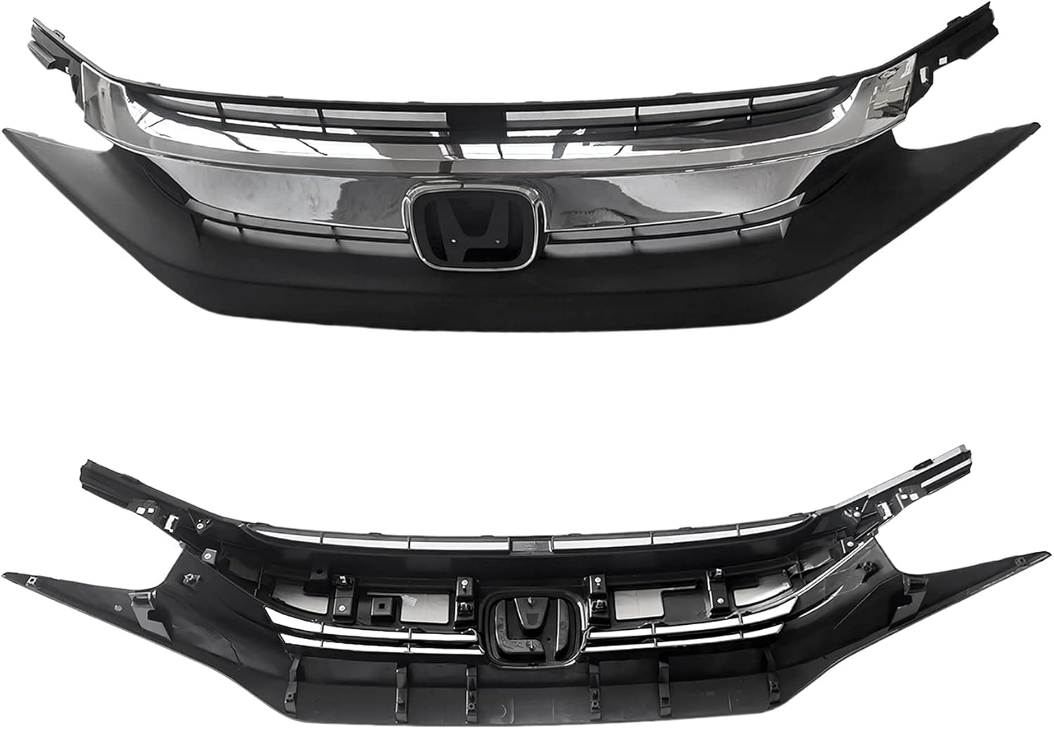 Tyrigion Parachoques delantero parrilla superior negro Wcromo para 2016 2017 2018 2019 Honda Civic HO1212117