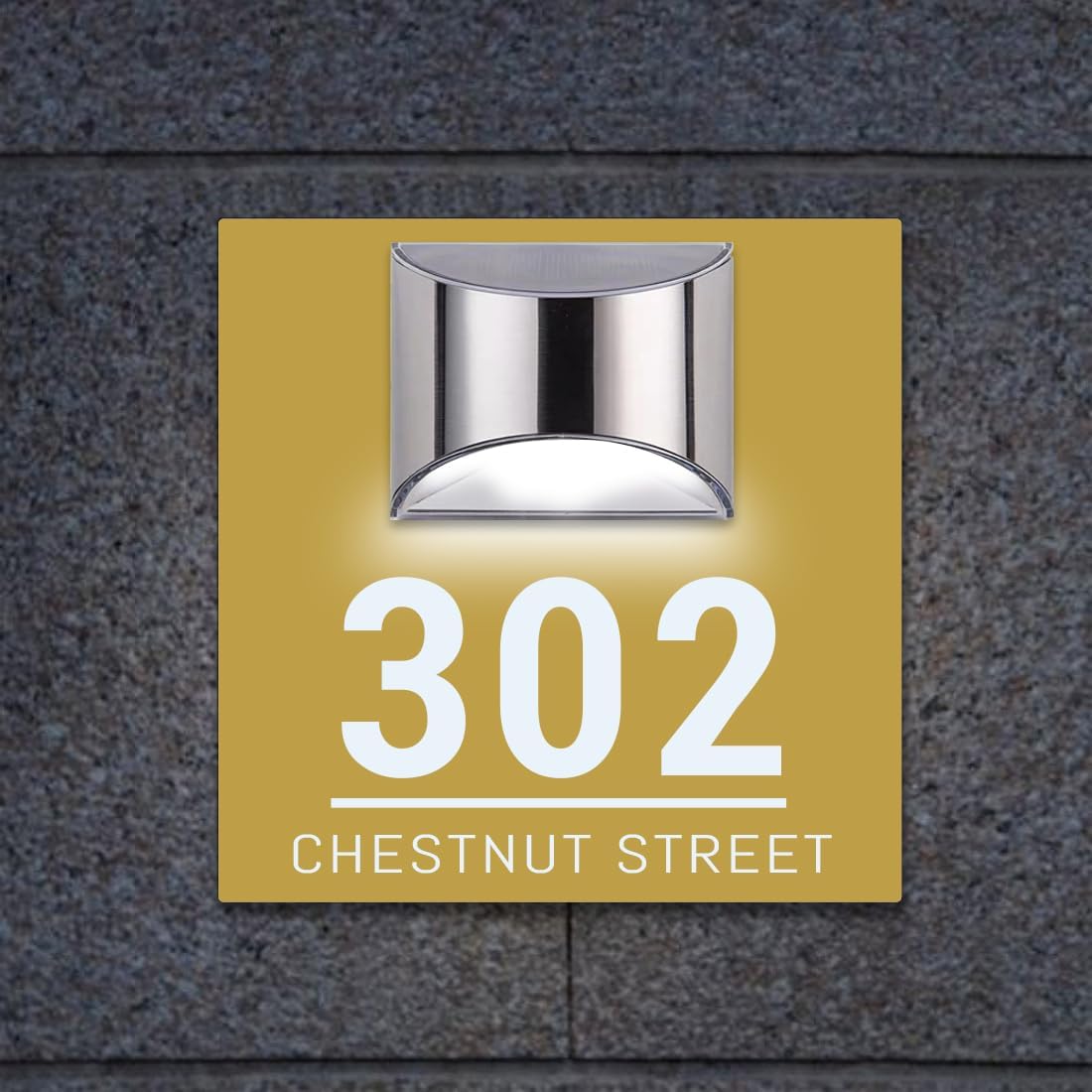 Placa de puerta moderna solar personalizada, placa de dirección iluminada con placa LED personalizada, letrero acrílico iluminado LED, regalo de