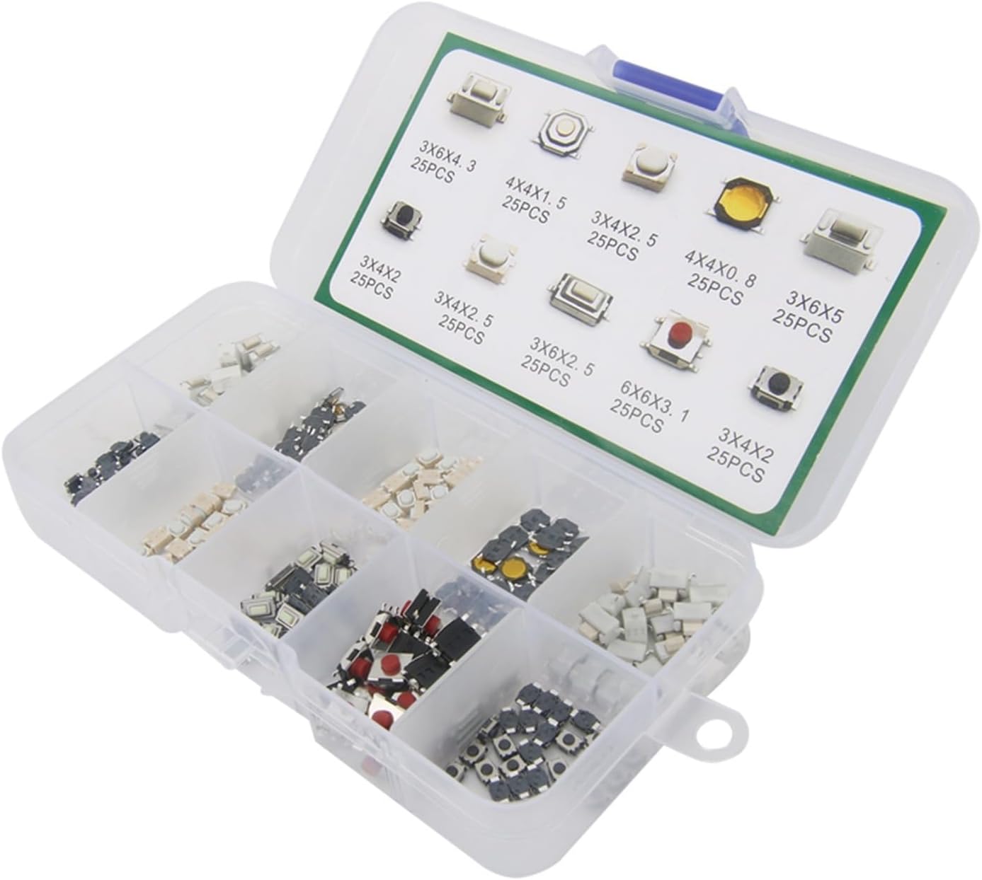 250 Pieces1 Set of 10 Kinds of Durable car Remote Control Tablet Movable Button Switch car Key Button Touch Micro Switch with Box