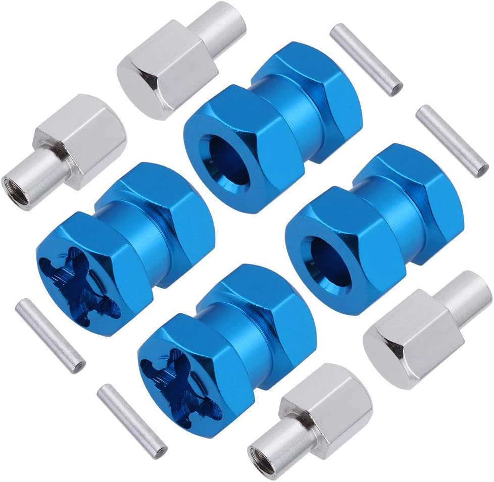 Hobbypark – Paquete de 4 cubos de transmisión hexagonal de rueda de 0.472 in, acoplador combinador de aluminio de 0.591 in, extensión de