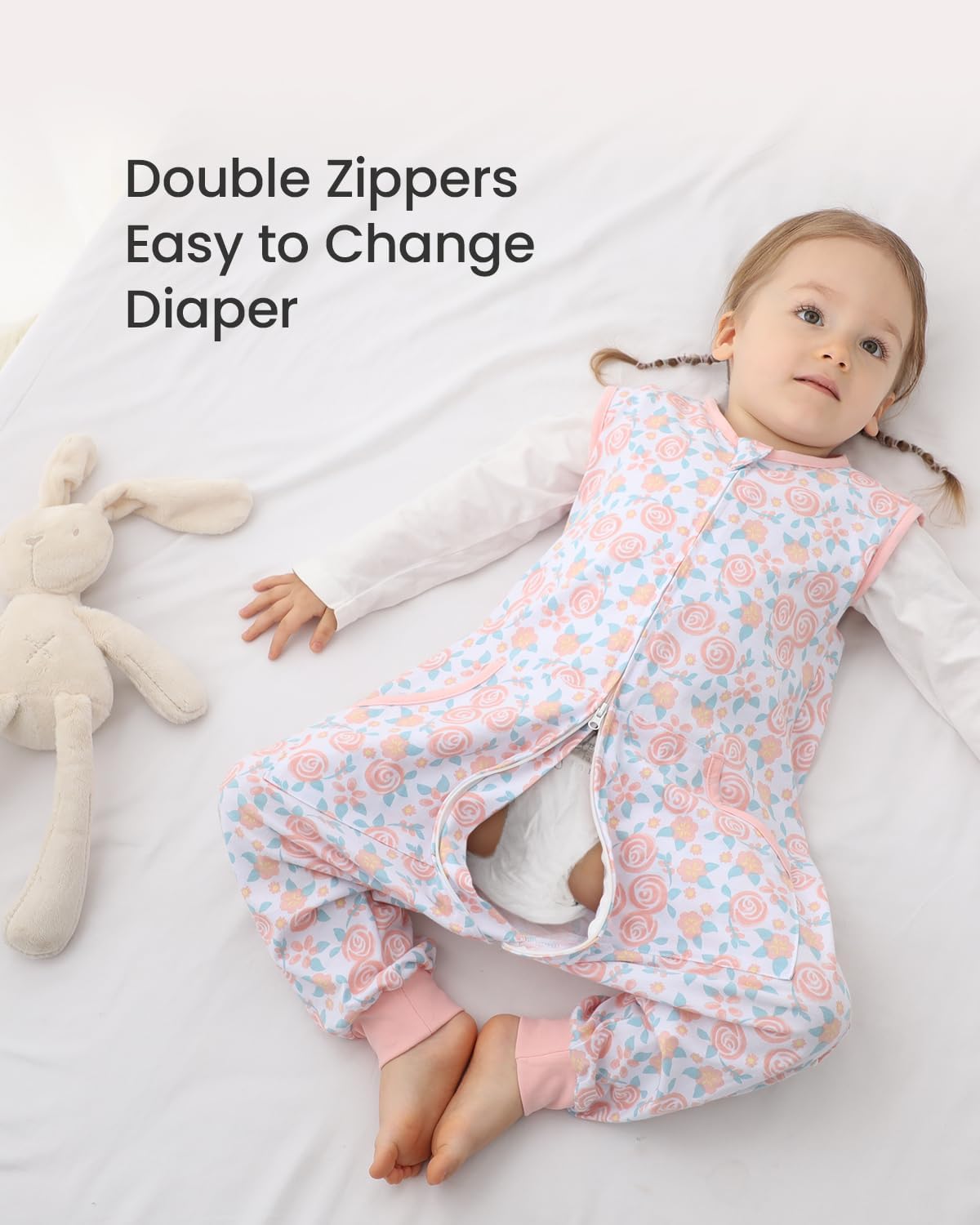 HOMEAL Saco de dormir con piernas, saco de dormir de verano para niños de 2 a 3 años, manta portátil para bebé, saco de dormir para niños pequeños