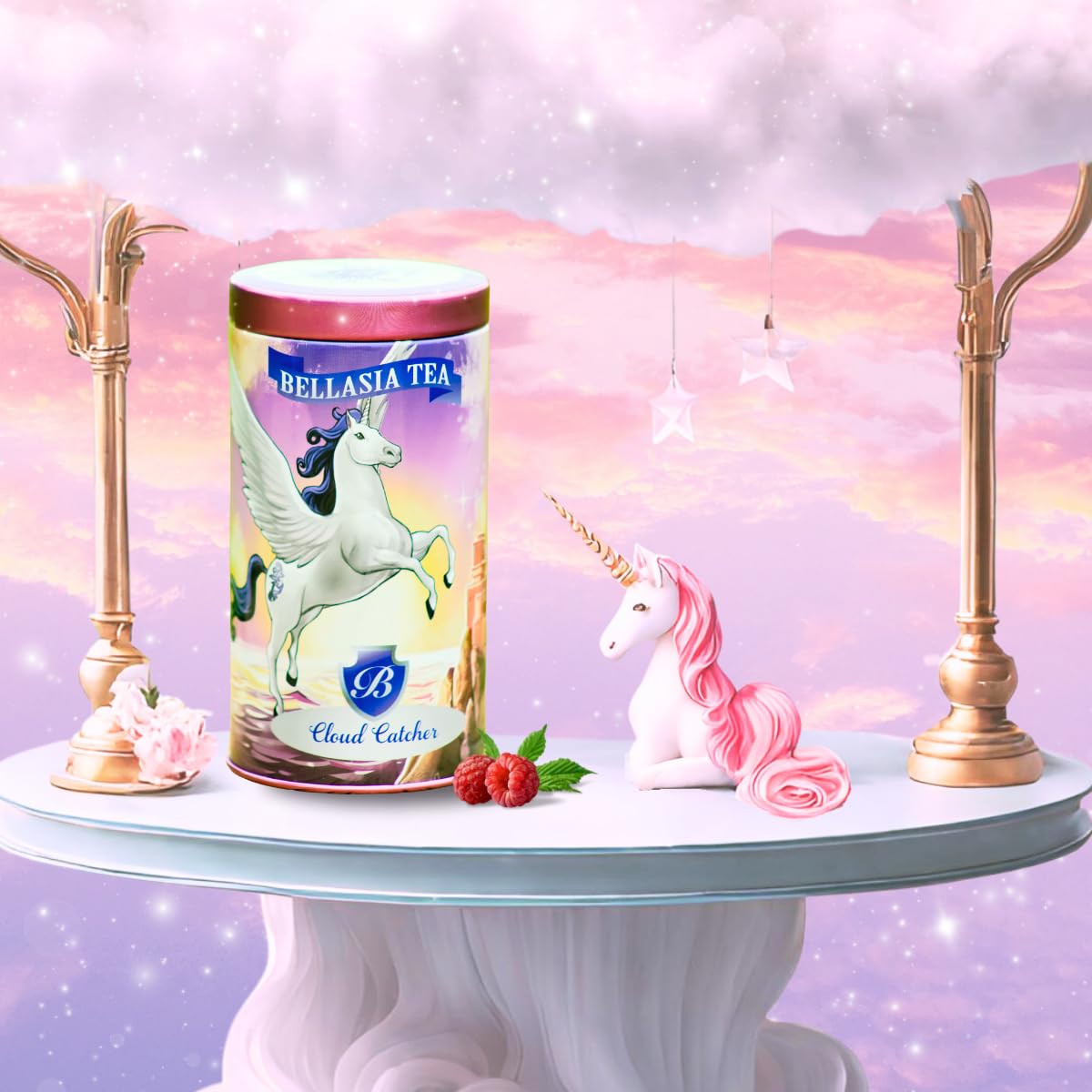 Cloud Catcher by Bellasia Tea, té de hierbas de frambuesa, sin azúcar, sin cafeína, rico en antioxidantes, sabor a fruta retorcida, té para niños,