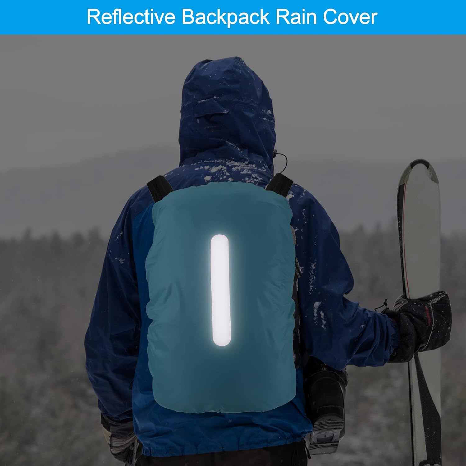PATIKIL Funda impermeable para la lluvia, funda antideslizante para mochila con correa reflectante vertical, se mantiene seca para senderismo,