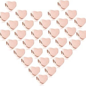 Whaline 600 cuentas de corazón acrílicas de oro rosa con forma de corazón, cuentas espaciadoras para el día de San Valentín con cuerda elástica para Whaline 600 cuentas de corazón acrílicas de oro rosa con forma de corazón, cuentas espaciadoras para el día de San Valentín con cuerda elástica para