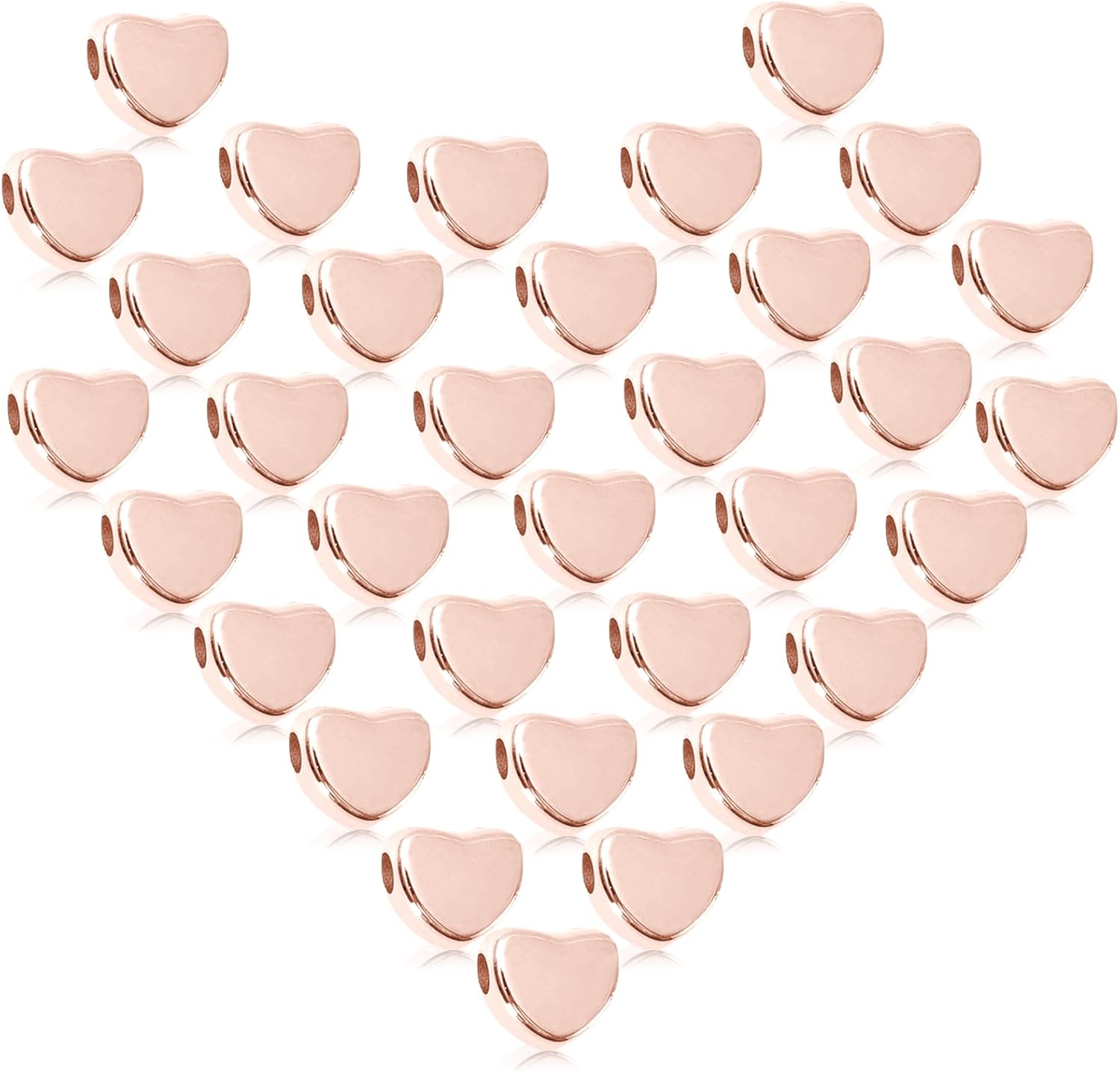 Whaline 600 cuentas de corazón acrílicas de oro rosa con forma de corazón, cuentas espaciadoras para el día de San Valentín con cuerda elástica para