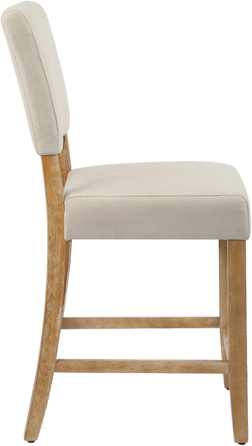 DAGONHIL Juego de 2 taburetes de bar de 24 pulgadas de altura de mostrador, taburetes de bar tapizados con patas de madera, sillas de isla para