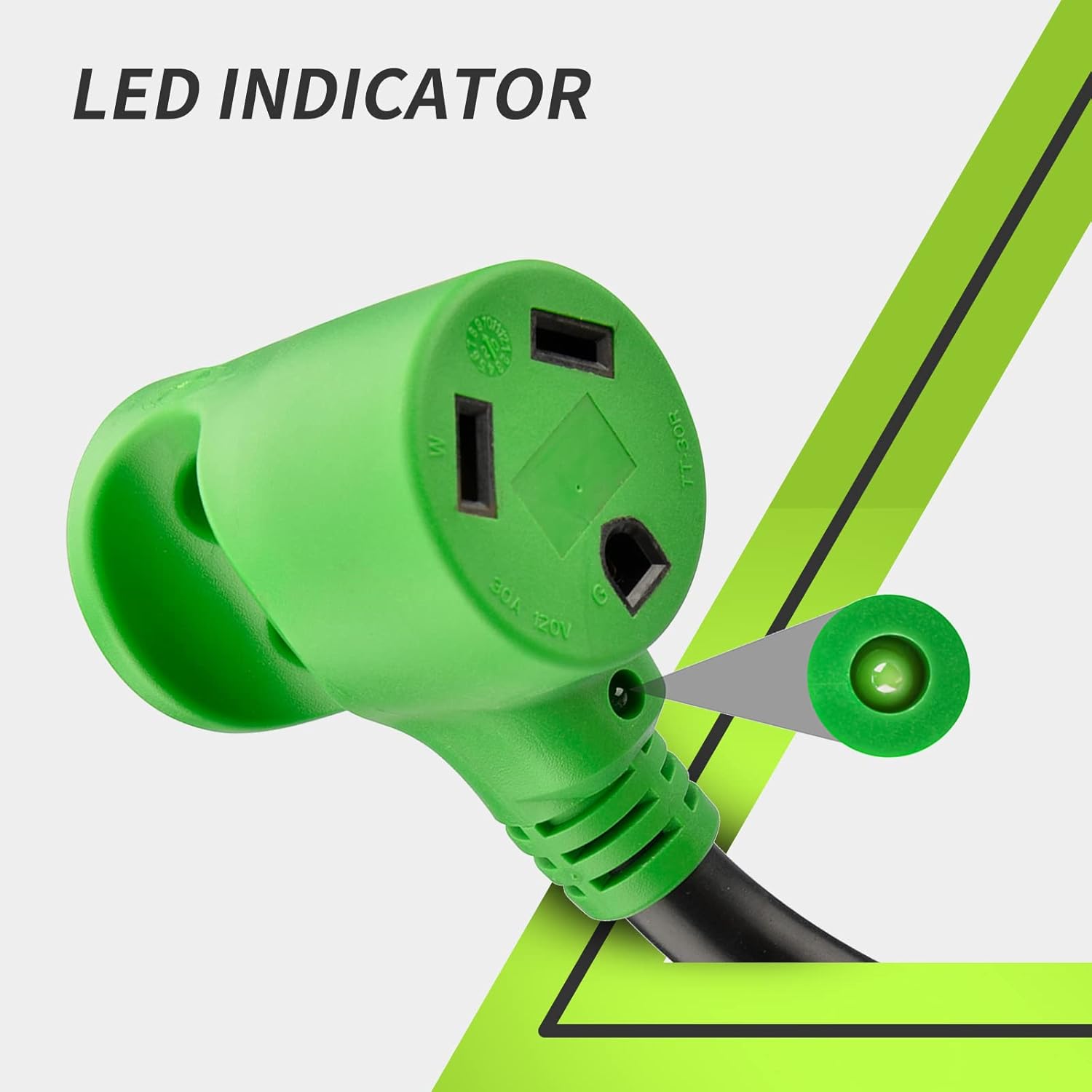 RVMATE Cable adaptador de generador RV de 4 clavijas de 12 pulgadas, 30 amperios a 30 amperios, certificado ETL, STW 104, enchufe macho L14-30P a