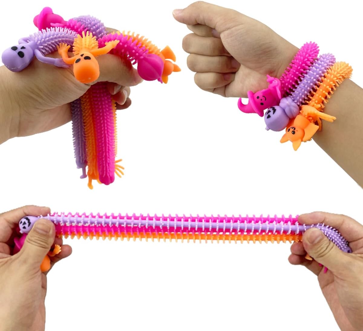JoFAN Paquete de 24 juguetes sensoriales de cuerda elástica de Halloween para niños y niñas, regalos de fiesta de Halloween, bolsas de golosinas de