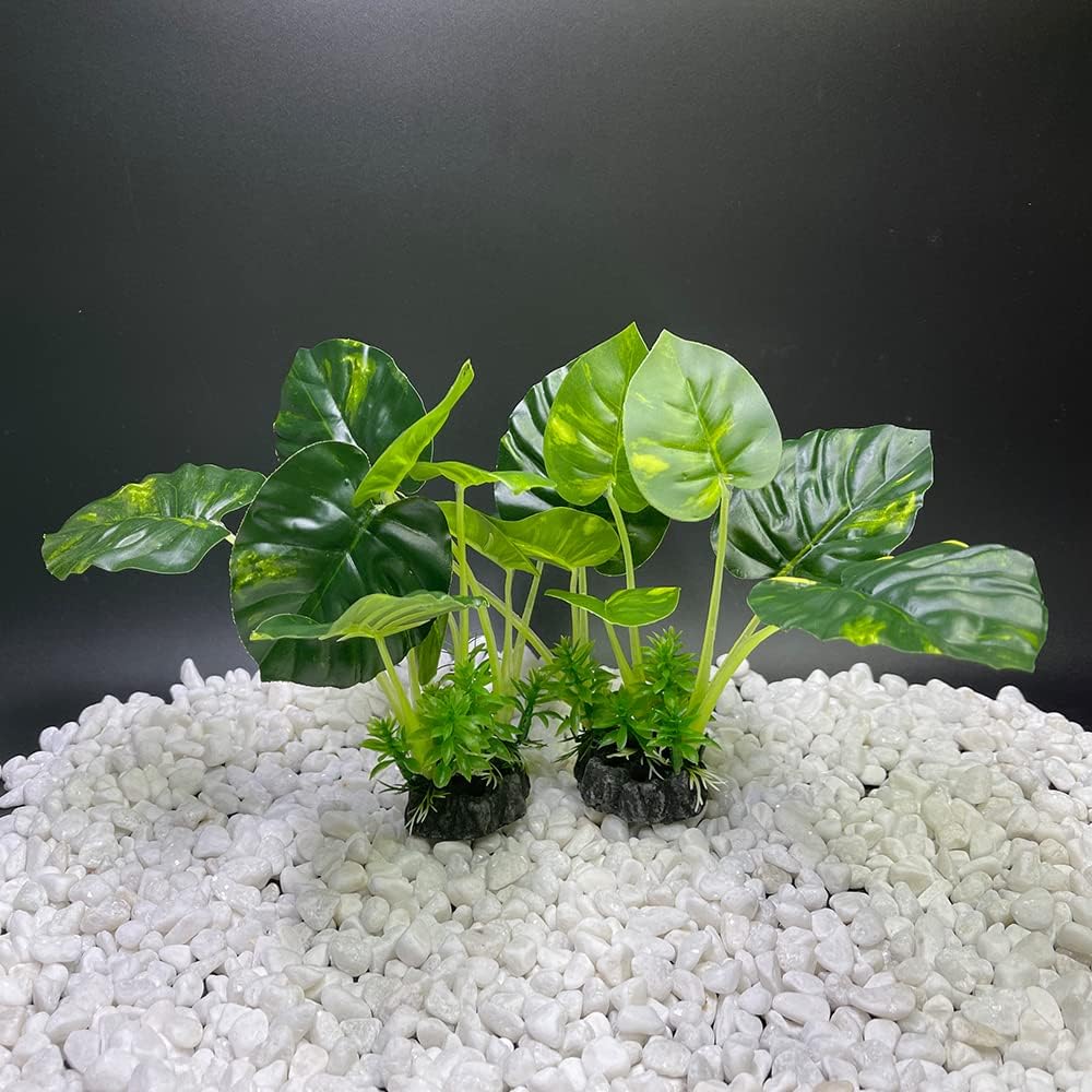 Plantas de acuario, decoraciones de pecera, plantas artificiales de plástico, peces dorados, paisaje acuático, cuerosdescanso (hoja)