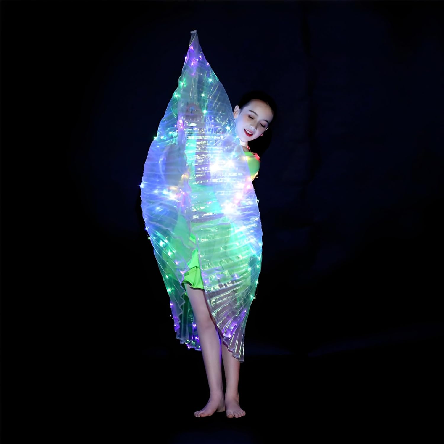 HOTBEST Alas LED ISIS, alas de mariposa LED coloridas iluminadas, alas ligeras de danza del vientre, alas de baile de ángel brillantes con palo