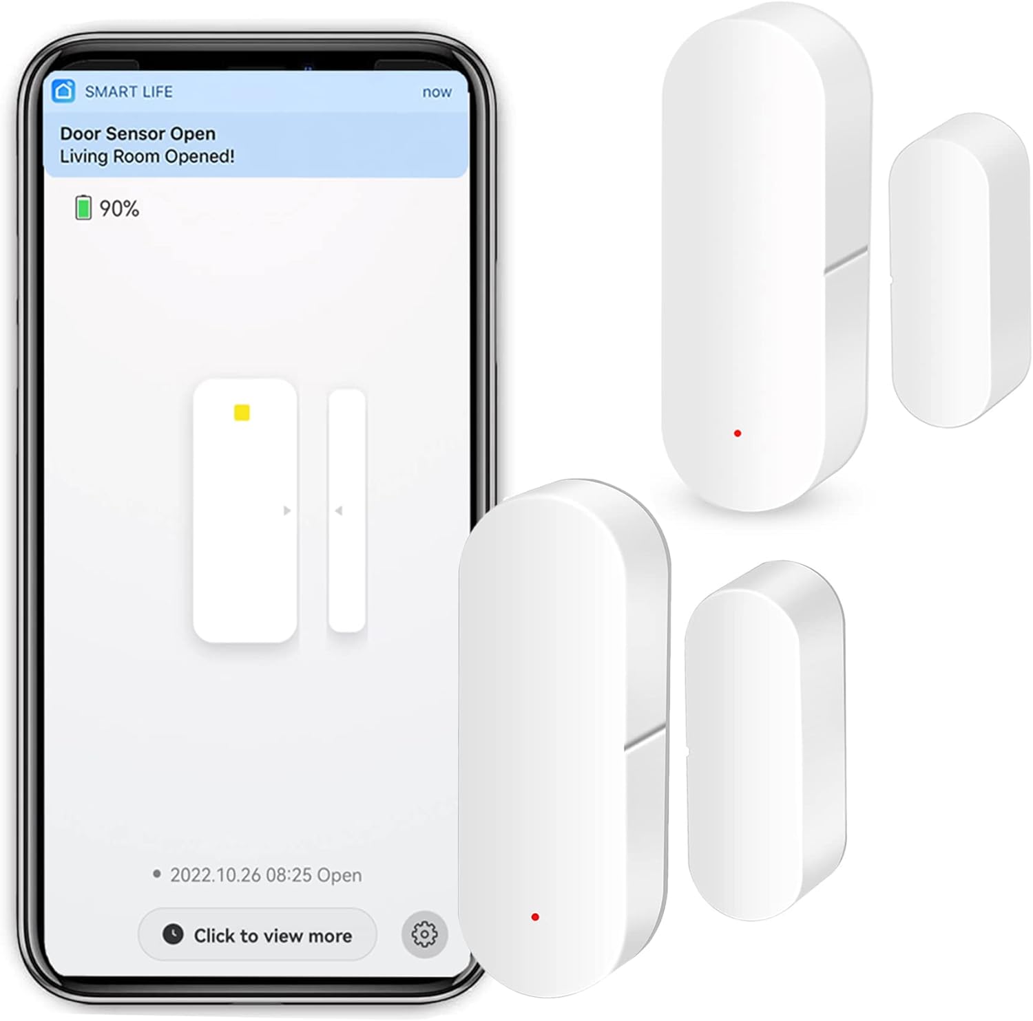 Sensor de ventana de puerta WiFi sensor de contacto inteligente con alertas de aplicación, detector de apertura de puerta compatible con Alexa
