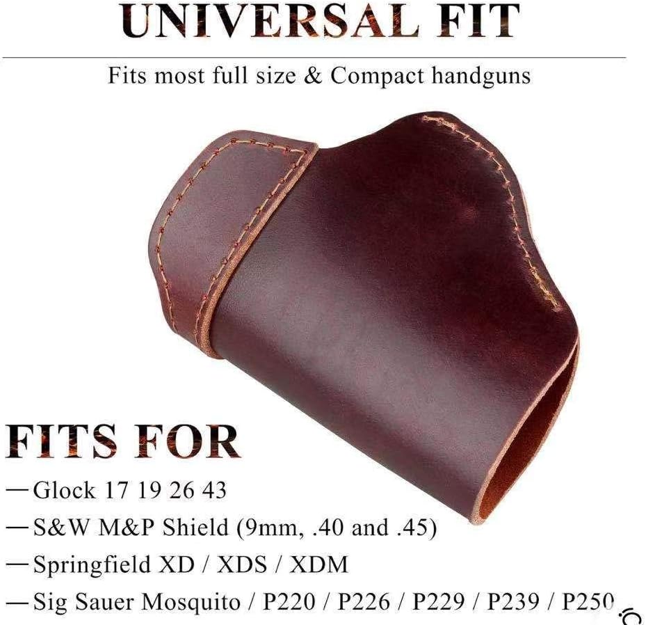 Funda de piel auténtica IWB para pistola Glock 17 19 26 43XSig P365SD9VE SW9VESpringfield Hellcat XDSTaurus G2C G3CM&P 0.354 in Shield y pistolas de