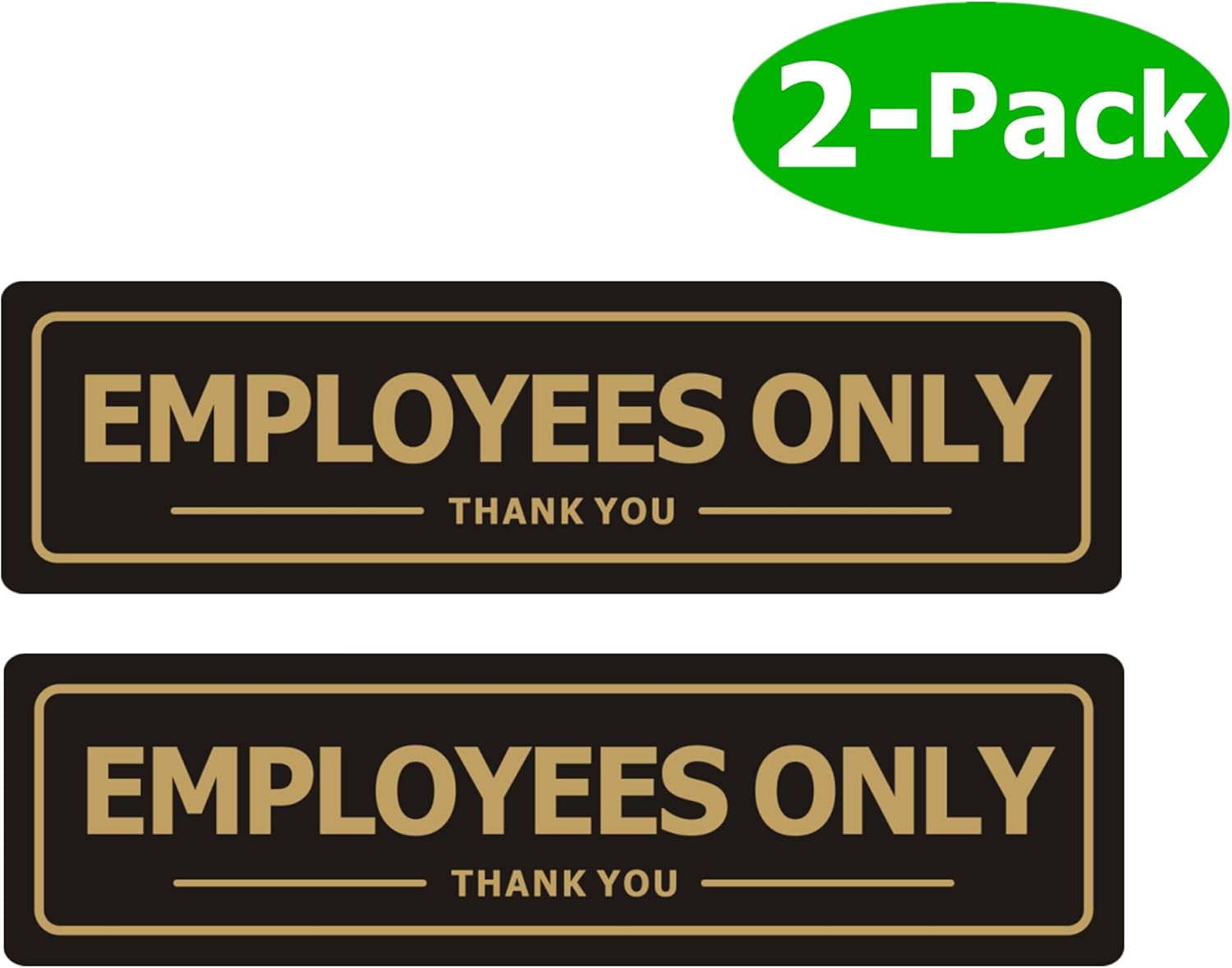 Letrero de solo empleados, letreros de puerta de oficina para pared de tienda de negocios, metal de aluminio con fuerte autoadhesivo, Negro dorado