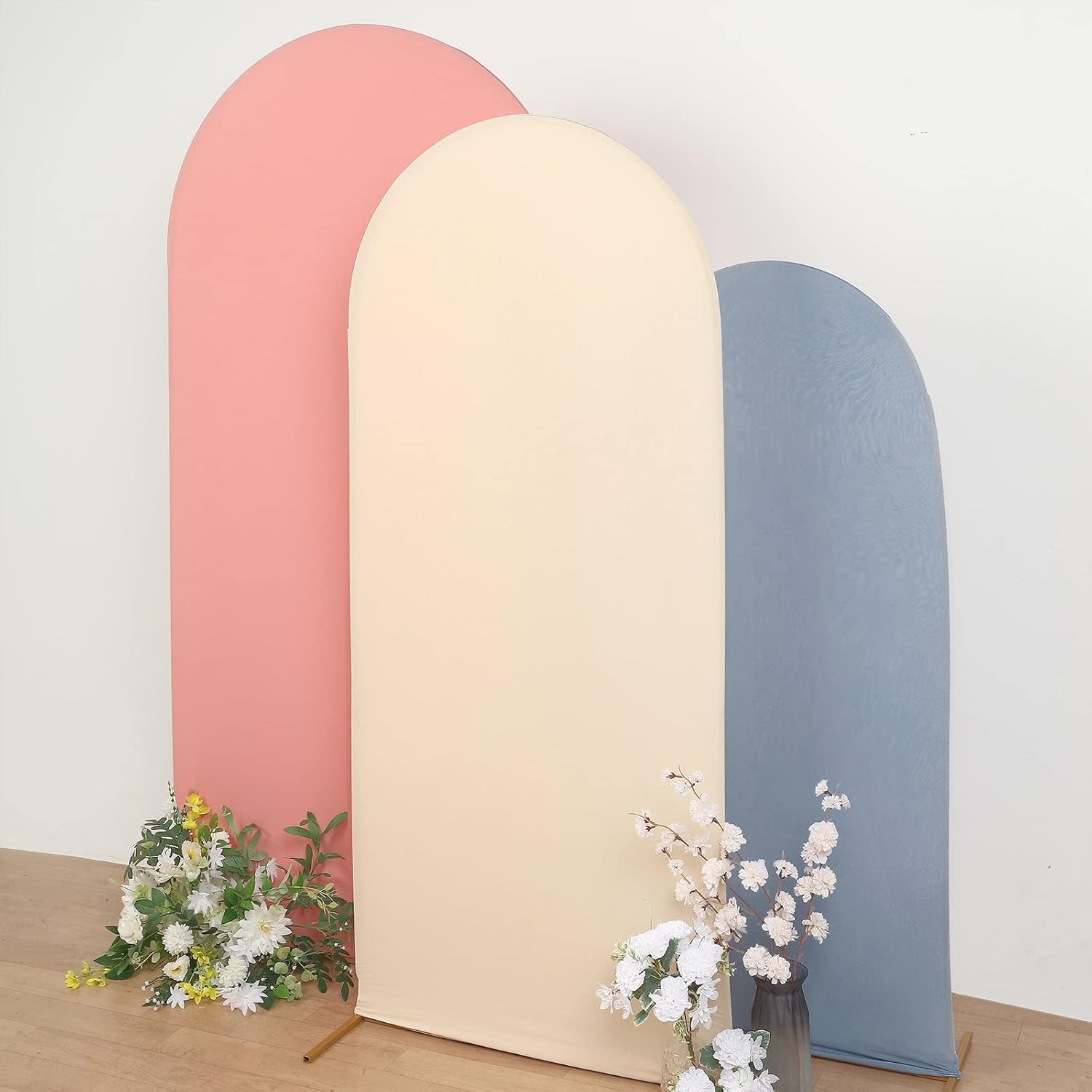Efavormart – Cubierta de marco de fondo de elastano beige de 6 pies, cubierta de arco de boda de 2 lados