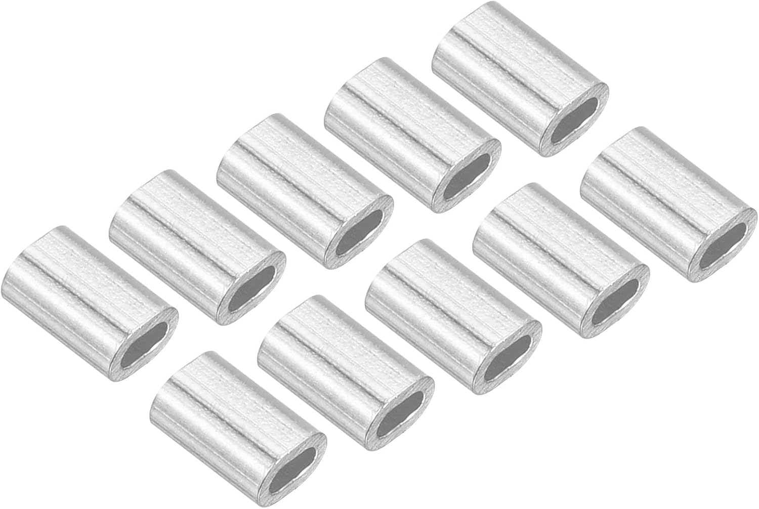 Paquete de 100 fundas ovaladas de aluminio para crimpado, cuerda de alambre de 0.031 in, para valla de jardín (0.197 in)