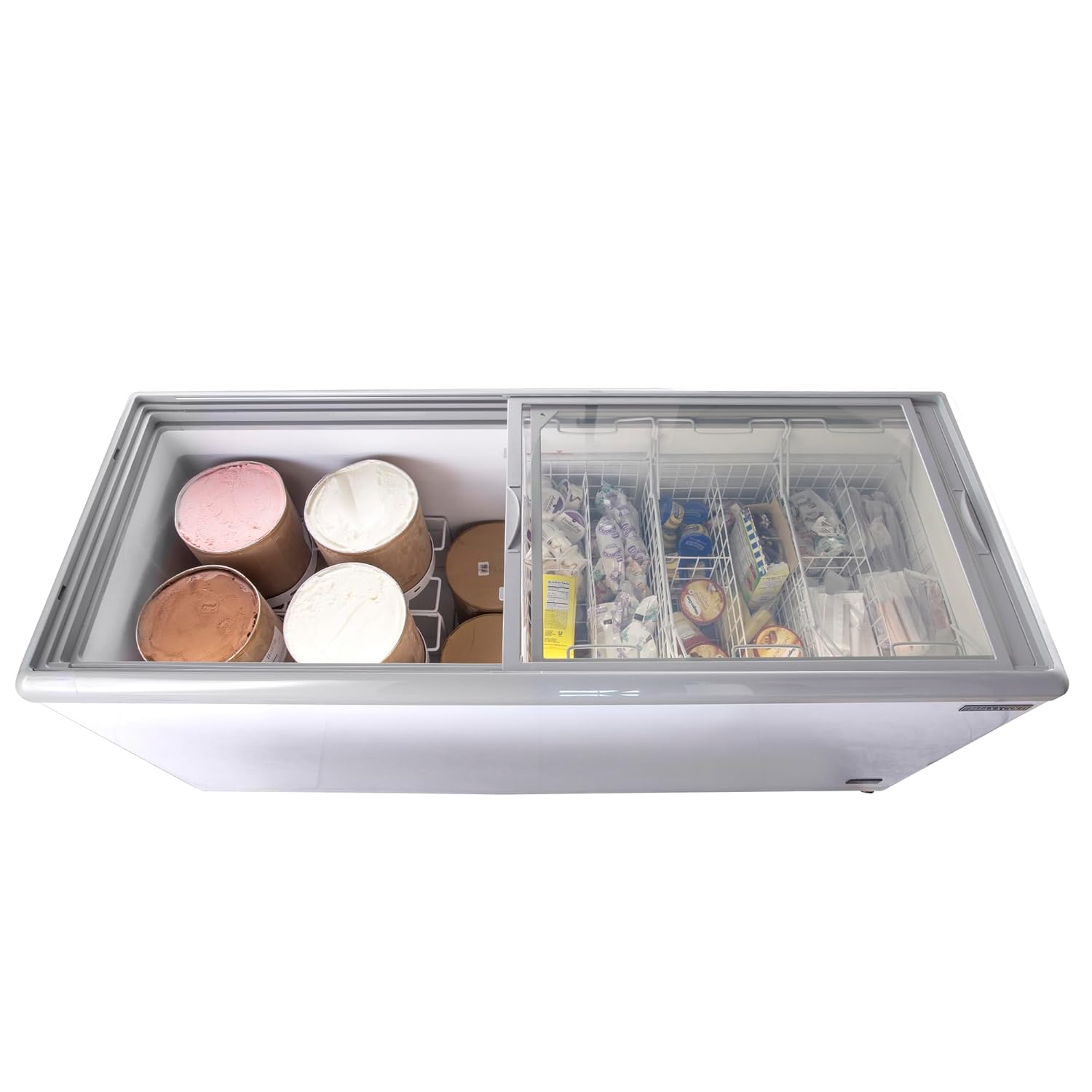 Maxx Cold MXDC-12 – Congelador comercial de helados con vidrio curvo, capacidad para hasta veintidós (22) tinas de sabor, 70 pulgadas, color blanco