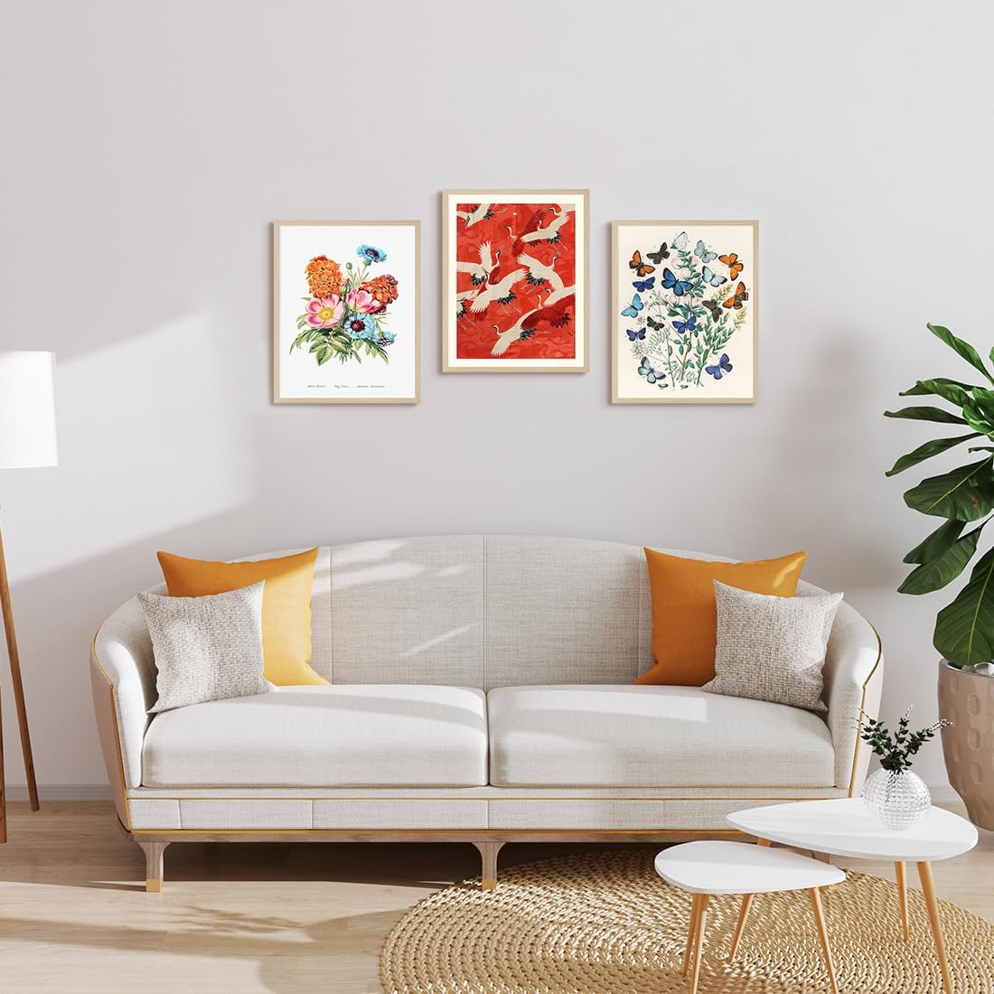 C8BUSIS Lienzo enmarcado para pared, grúas coronadas rojas, impresiones artísticas de galería Grus Japonensis, arte japonés, decoración de pared,